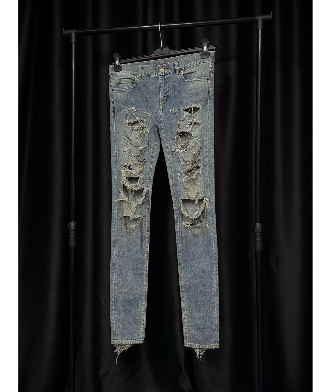 SAINT LAURENT Голубые хлопковые джинсы слим, фото 9