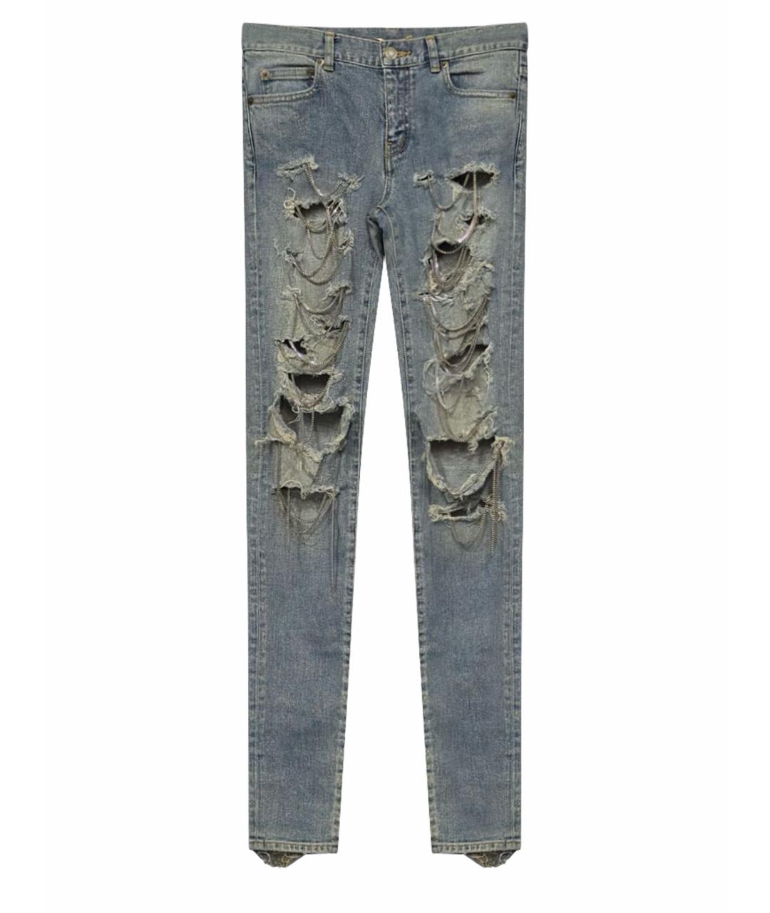 SAINT LAURENT Голубые хлопковые джинсы слим, фото 1