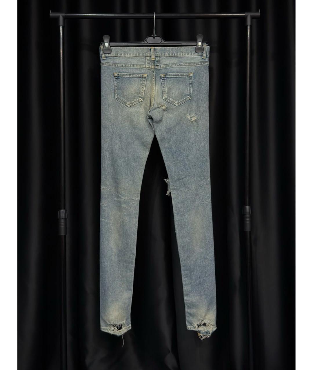SAINT LAURENT Голубые хлопковые джинсы слим, фото 2