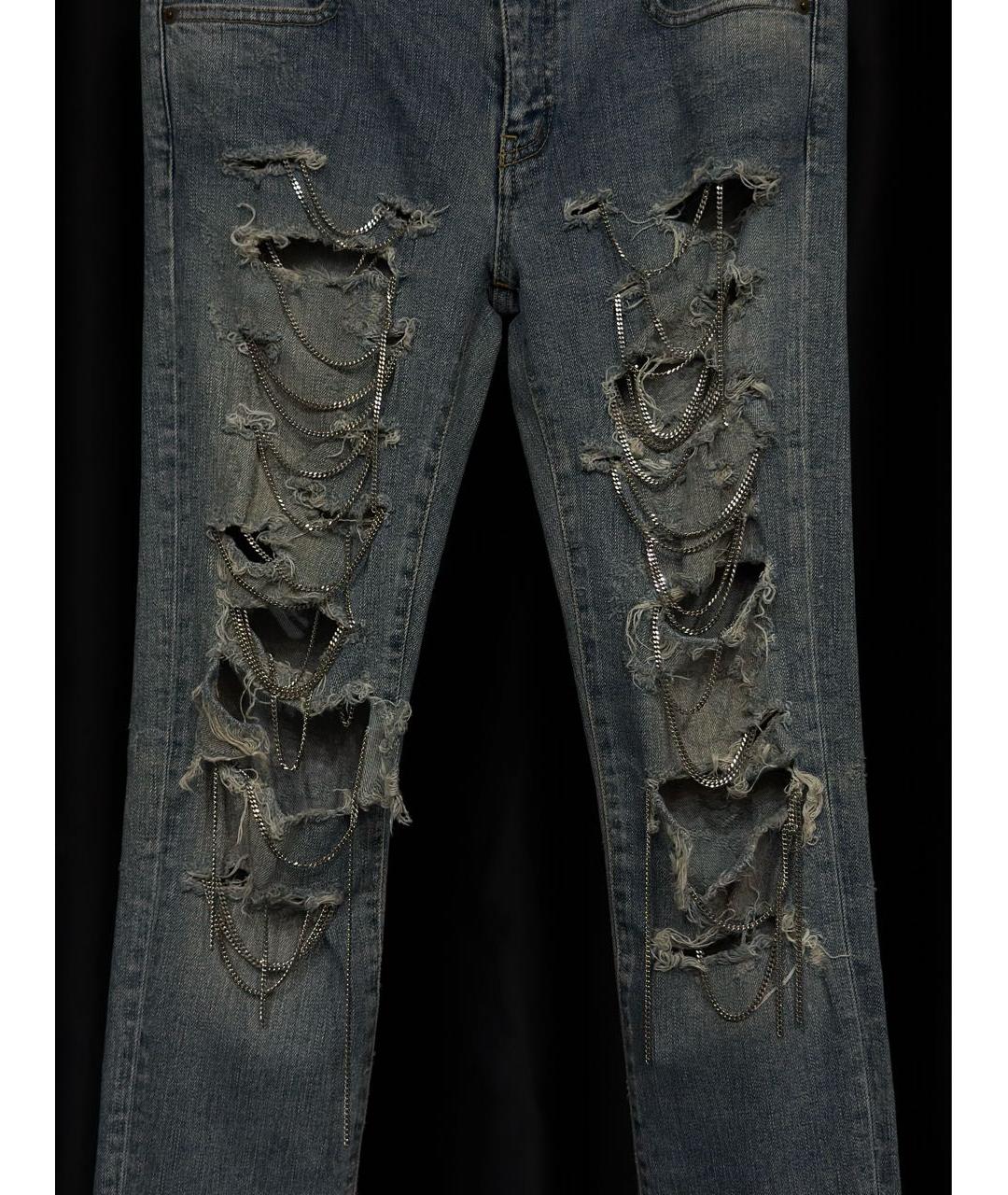 SAINT LAURENT Голубые хлопковые джинсы слим, фото 3