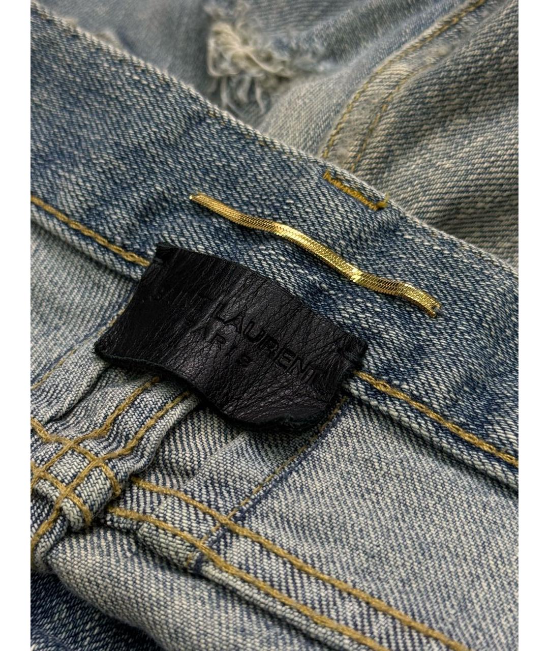 SAINT LAURENT Голубые хлопковые джинсы слим, фото 6