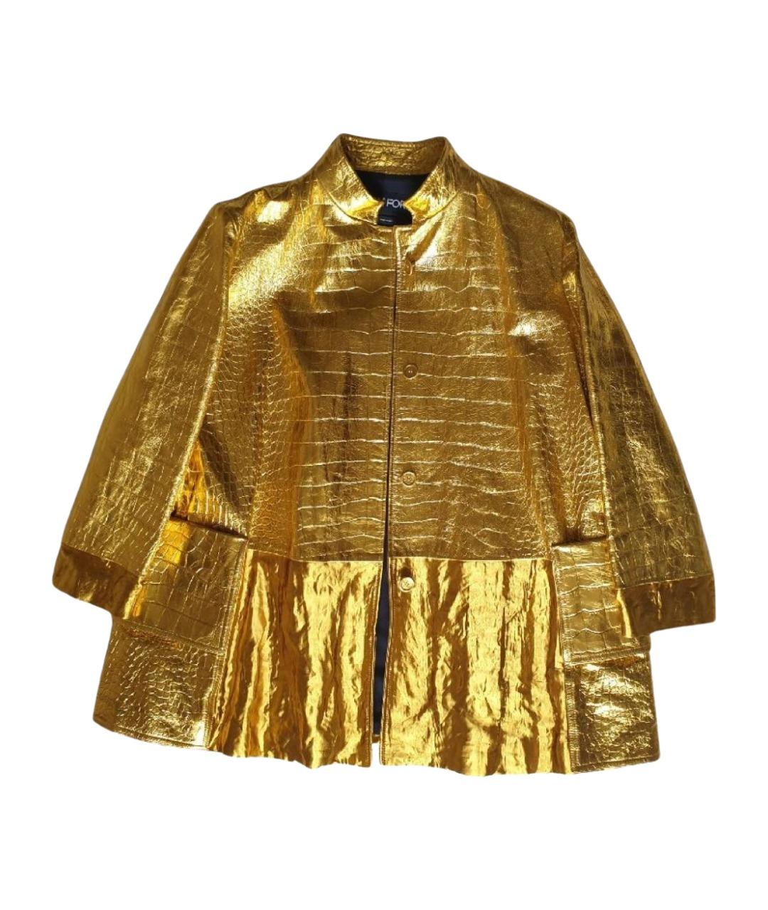 TOM FORD Золотая кожаная куртка, фото 1