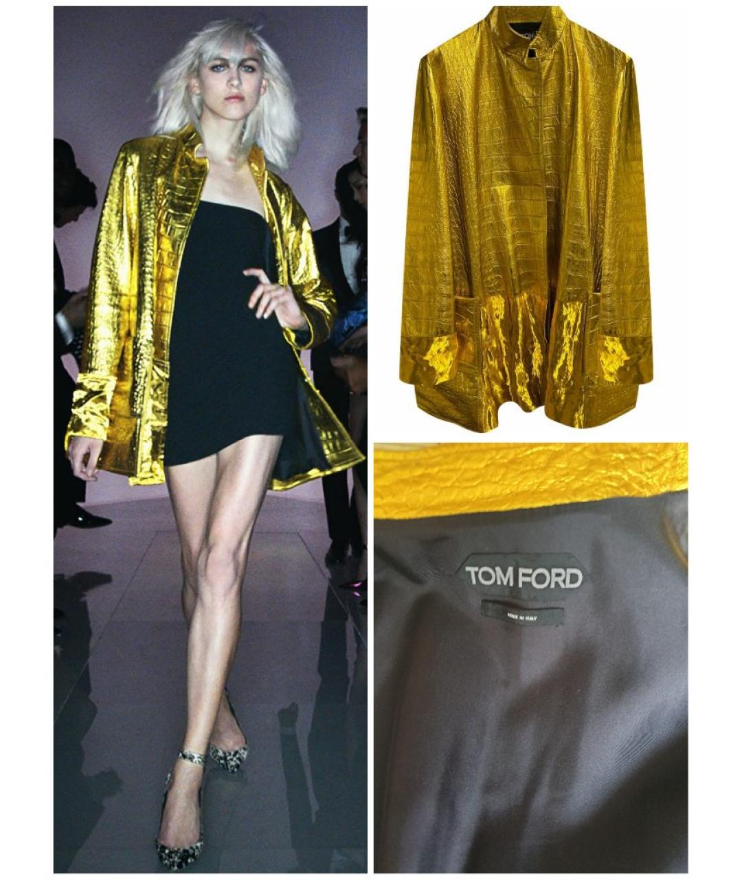 TOM FORD Золотая кожаная куртка, фото 3