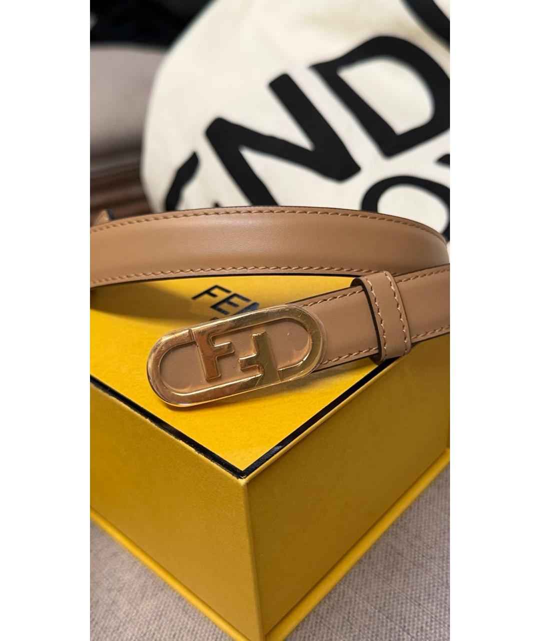 FENDI Бежевый кожаный ремень, фото 6