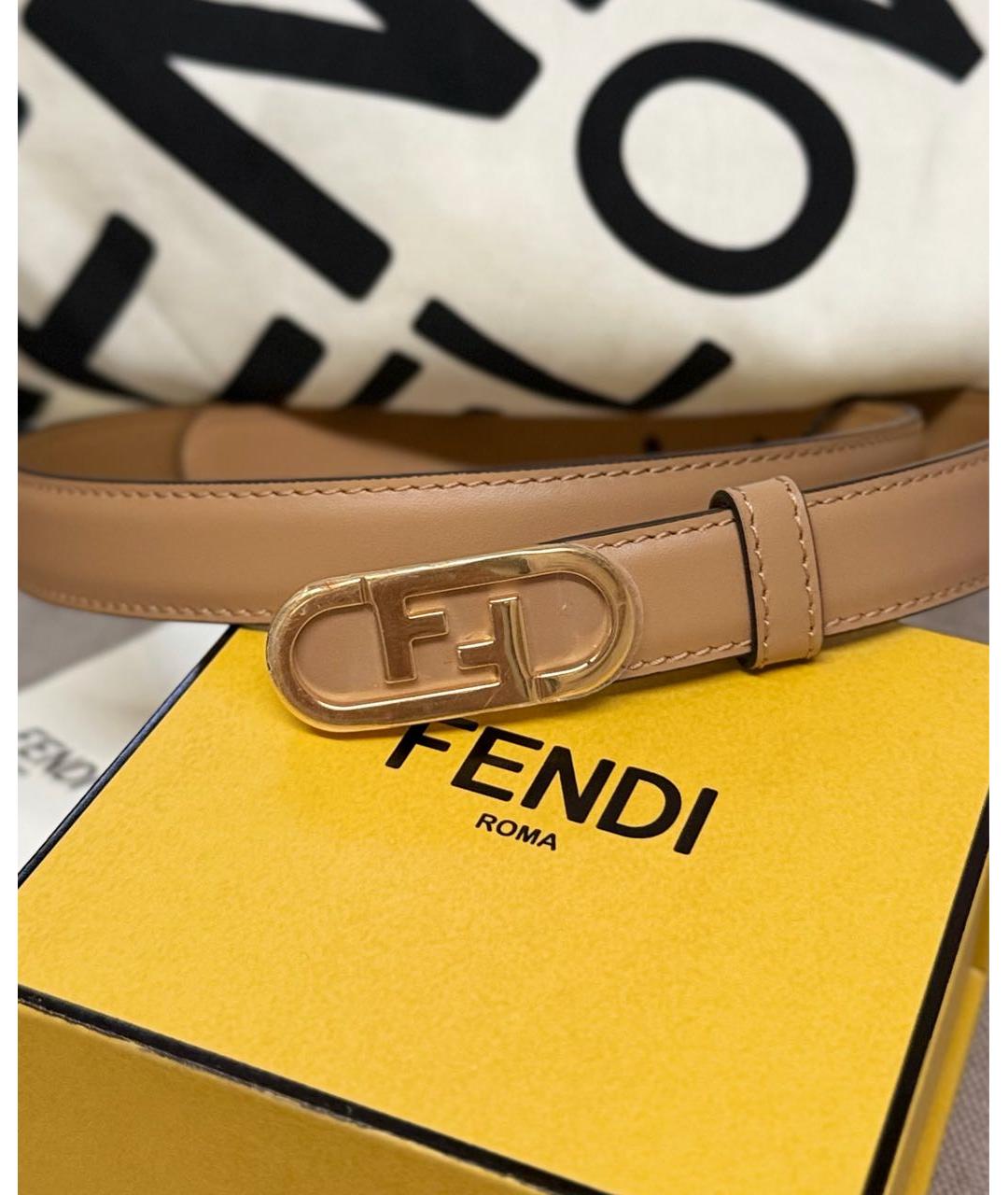 FENDI Бежевый кожаный ремень, фото 2