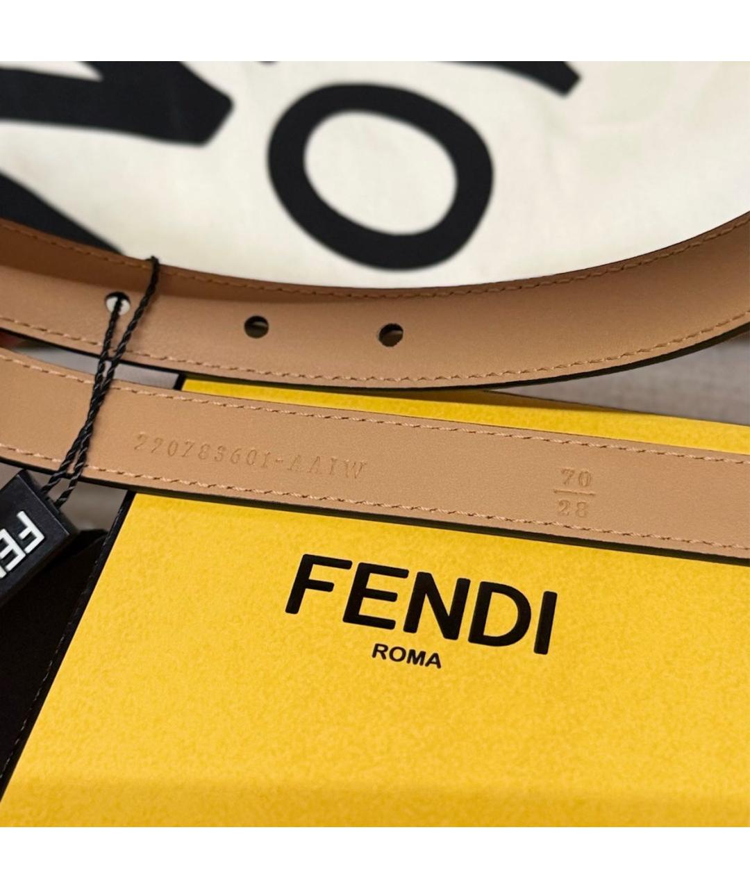 FENDI Бежевый кожаный ремень, фото 3