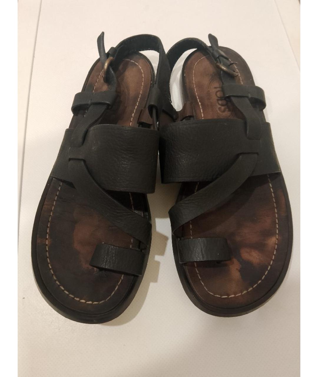 TOD'S Коричневые кожаные сандалии, фото 3