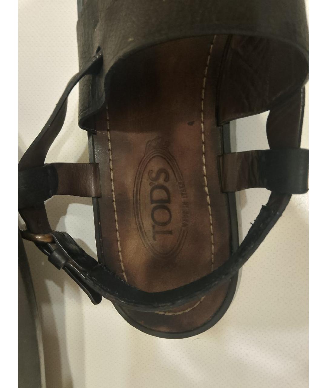 TOD'S Коричневые кожаные сандалии, фото 4
