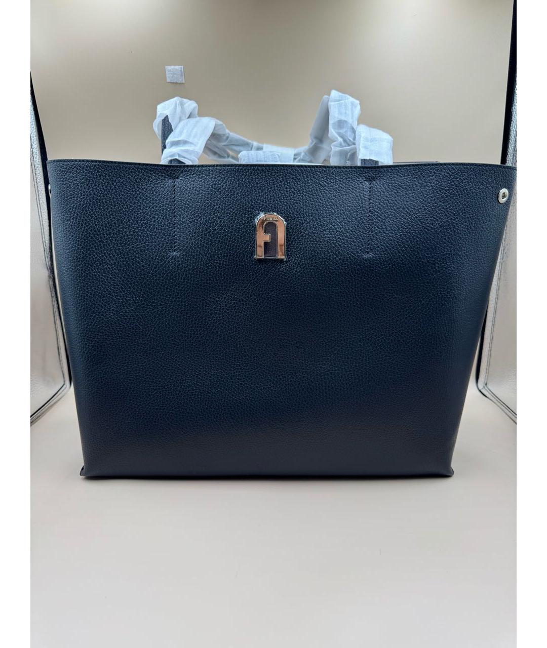 FURLA Черная кожаная сумка тоут, фото 8