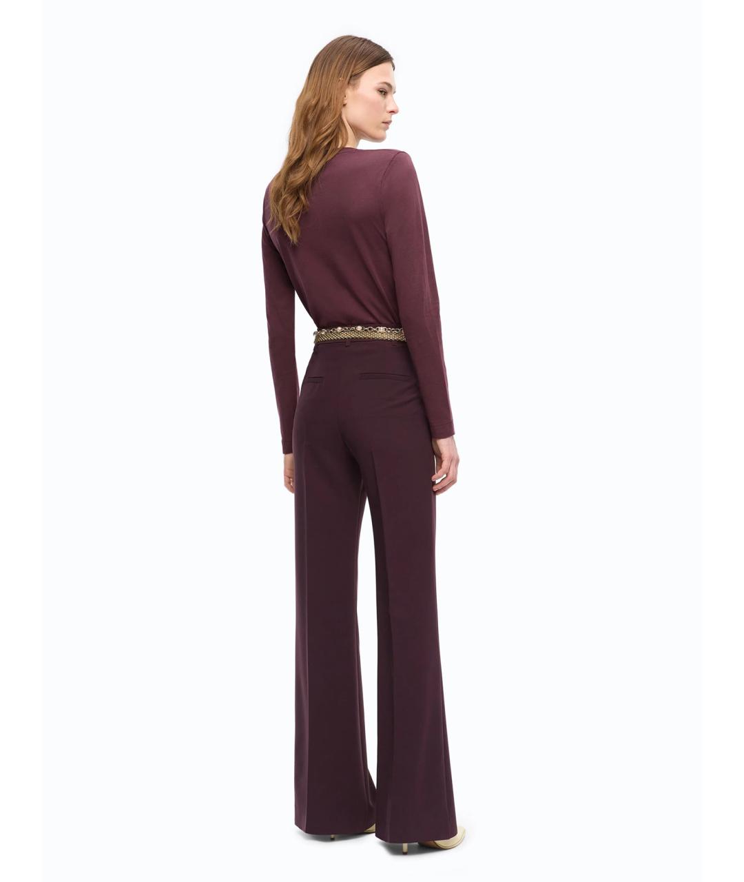 PINKO Бордовые полиэстеровые прямые брюки, фото 4