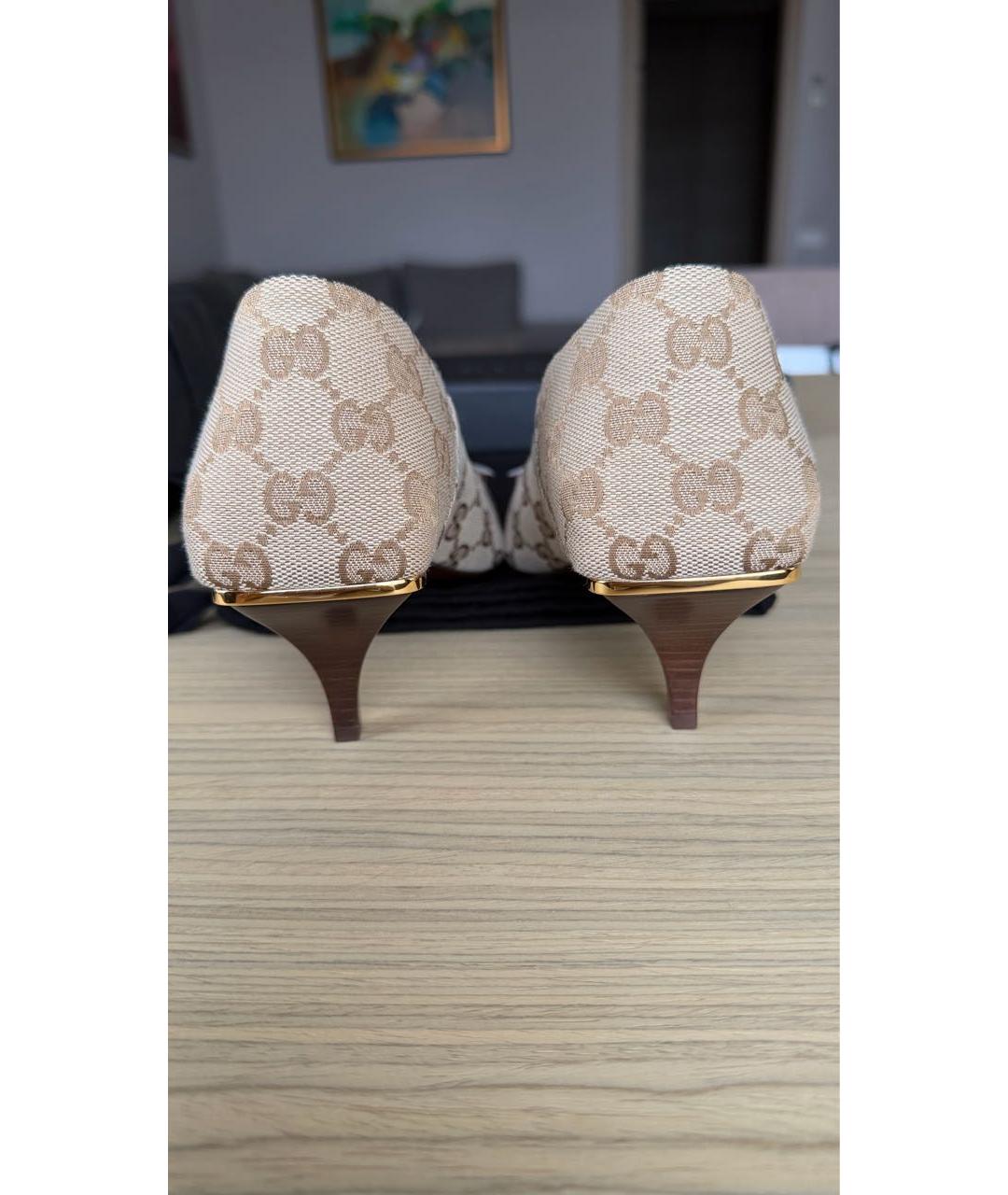 GUCCI Бежевые текстильные туфли, фото 5