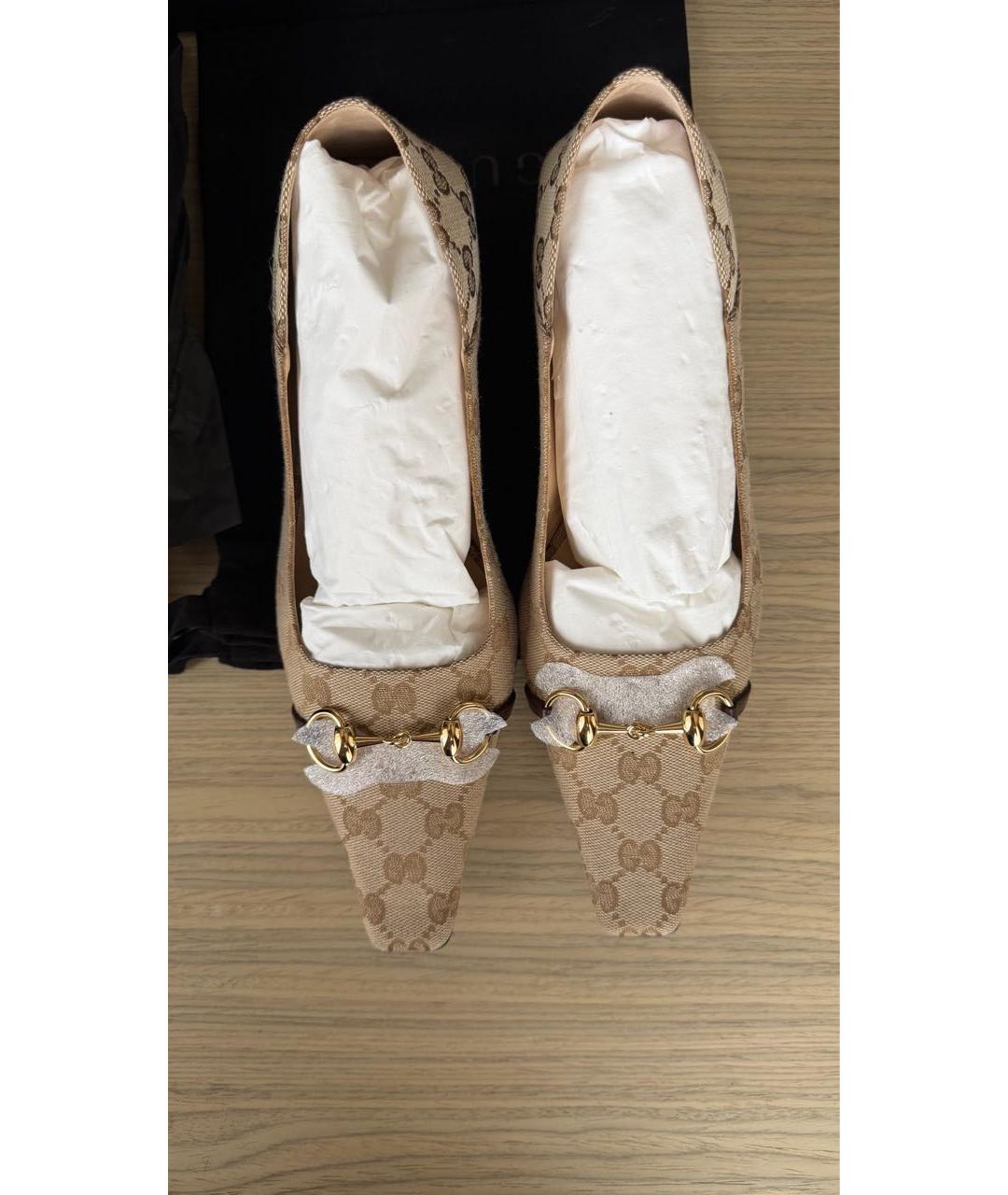 GUCCI Бежевые текстильные туфли, фото 3