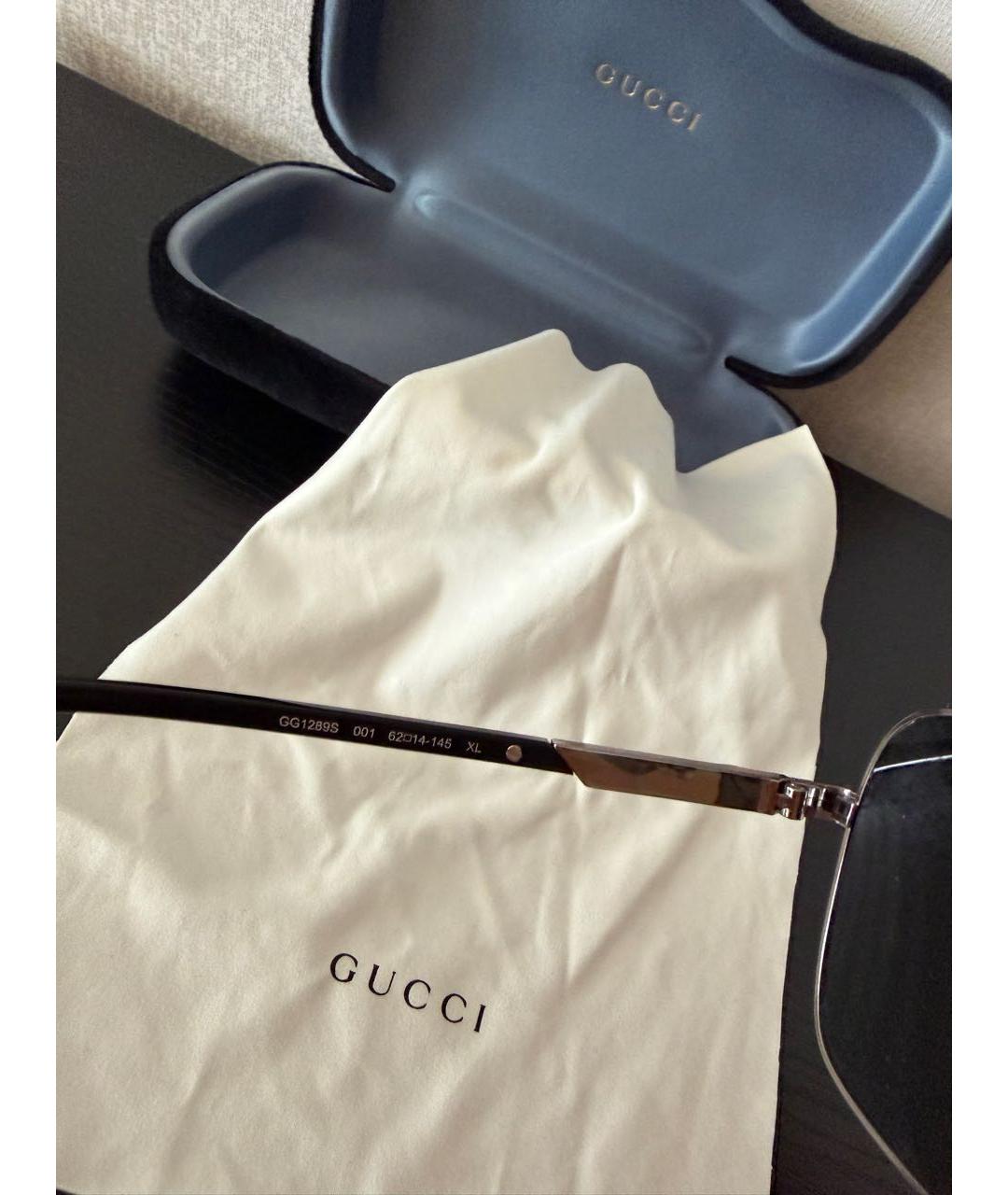 GUCCI Серебряные металлические солнцезащитные очки, фото 2