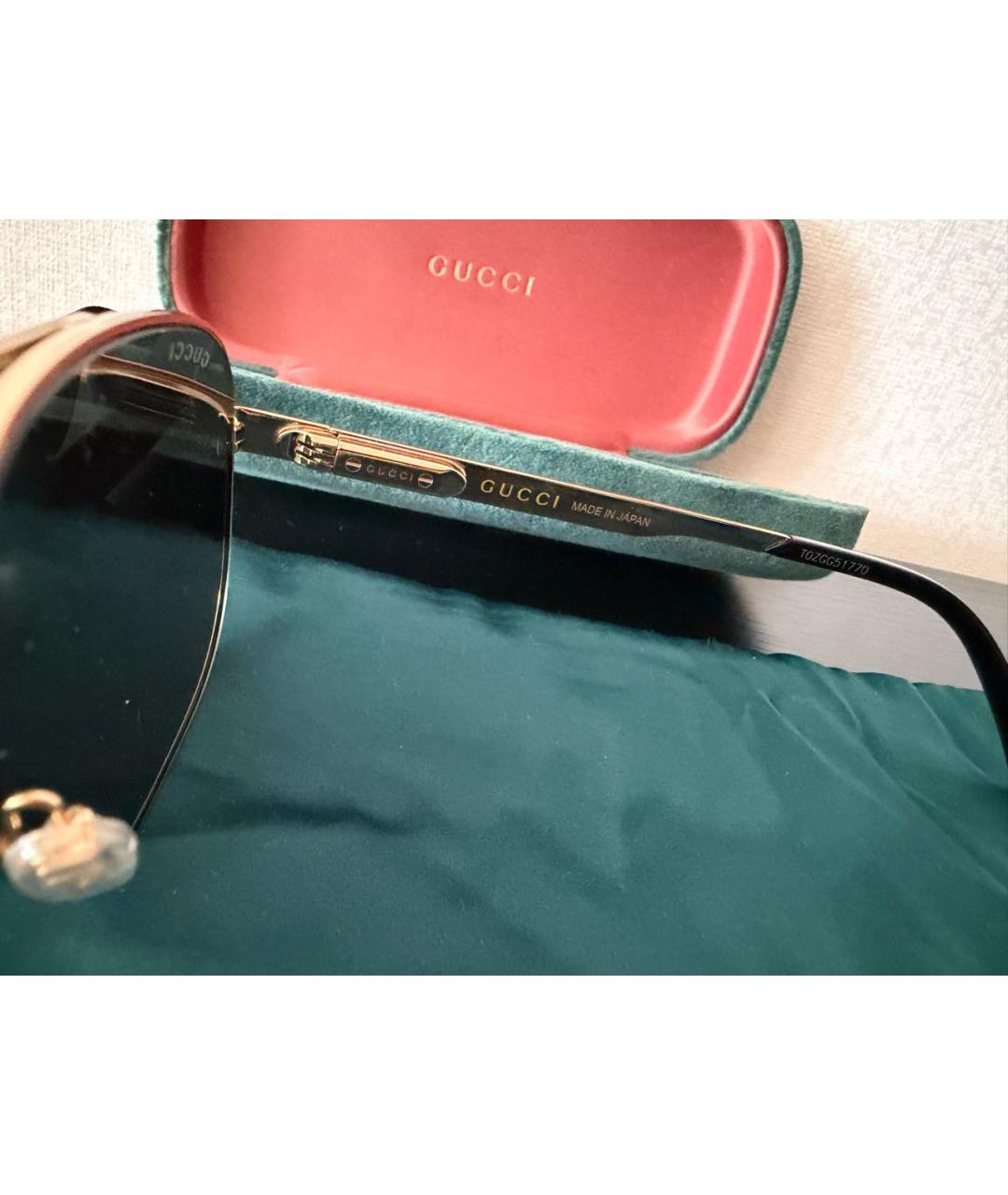 GUCCI Серебряные металлические солнцезащитные очки, фото 3