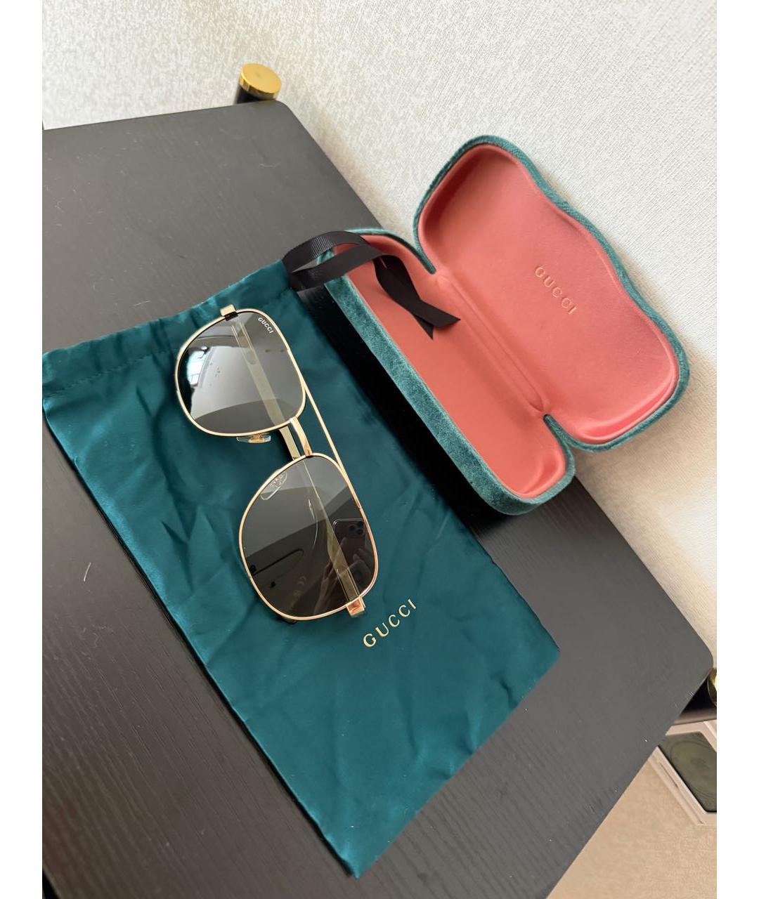 GUCCI Серебряные металлические солнцезащитные очки, фото 5
