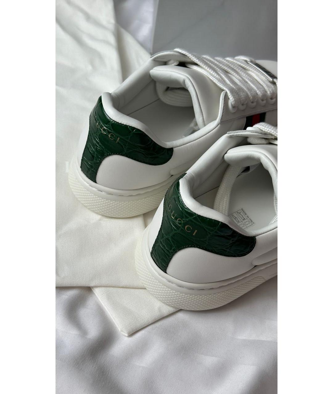 GUCCI Белые кожаные кеды, фото 6