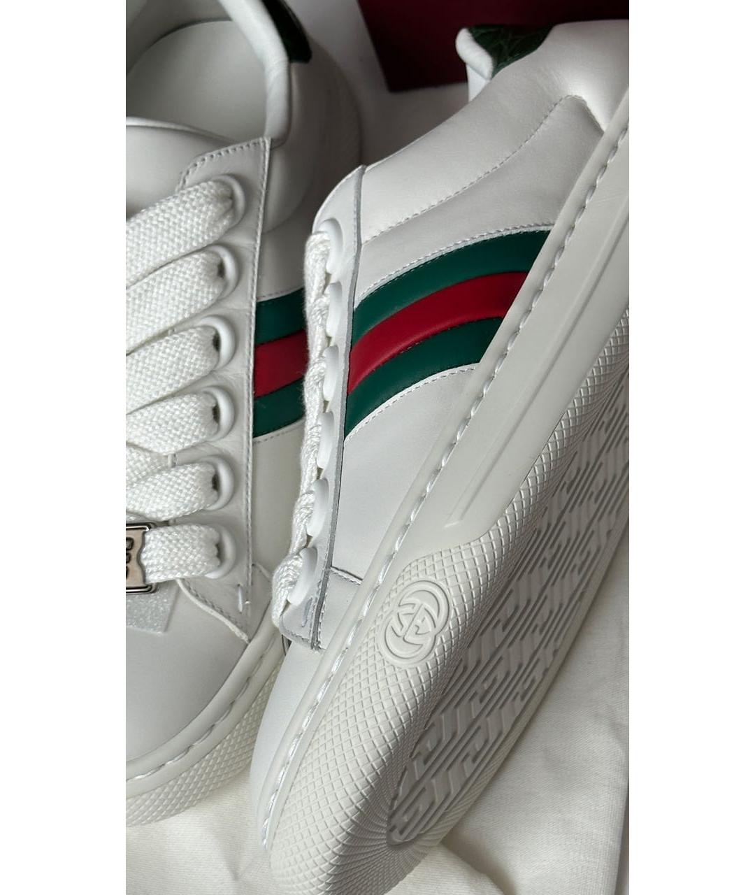 GUCCI Белые кожаные кеды, фото 8