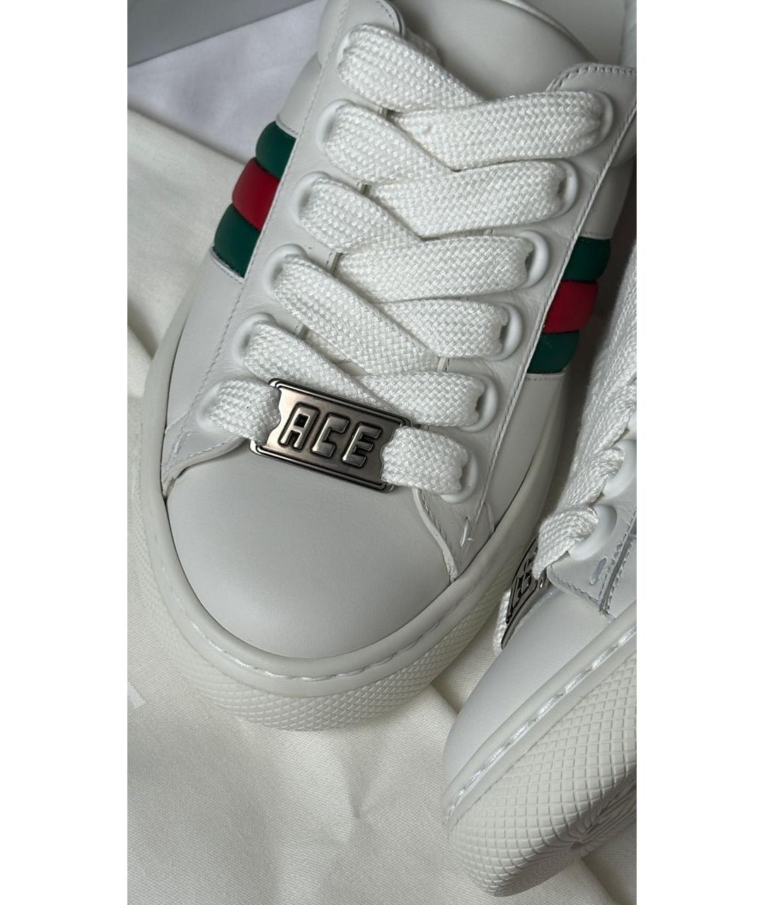 GUCCI Белые кожаные кеды, фото 7