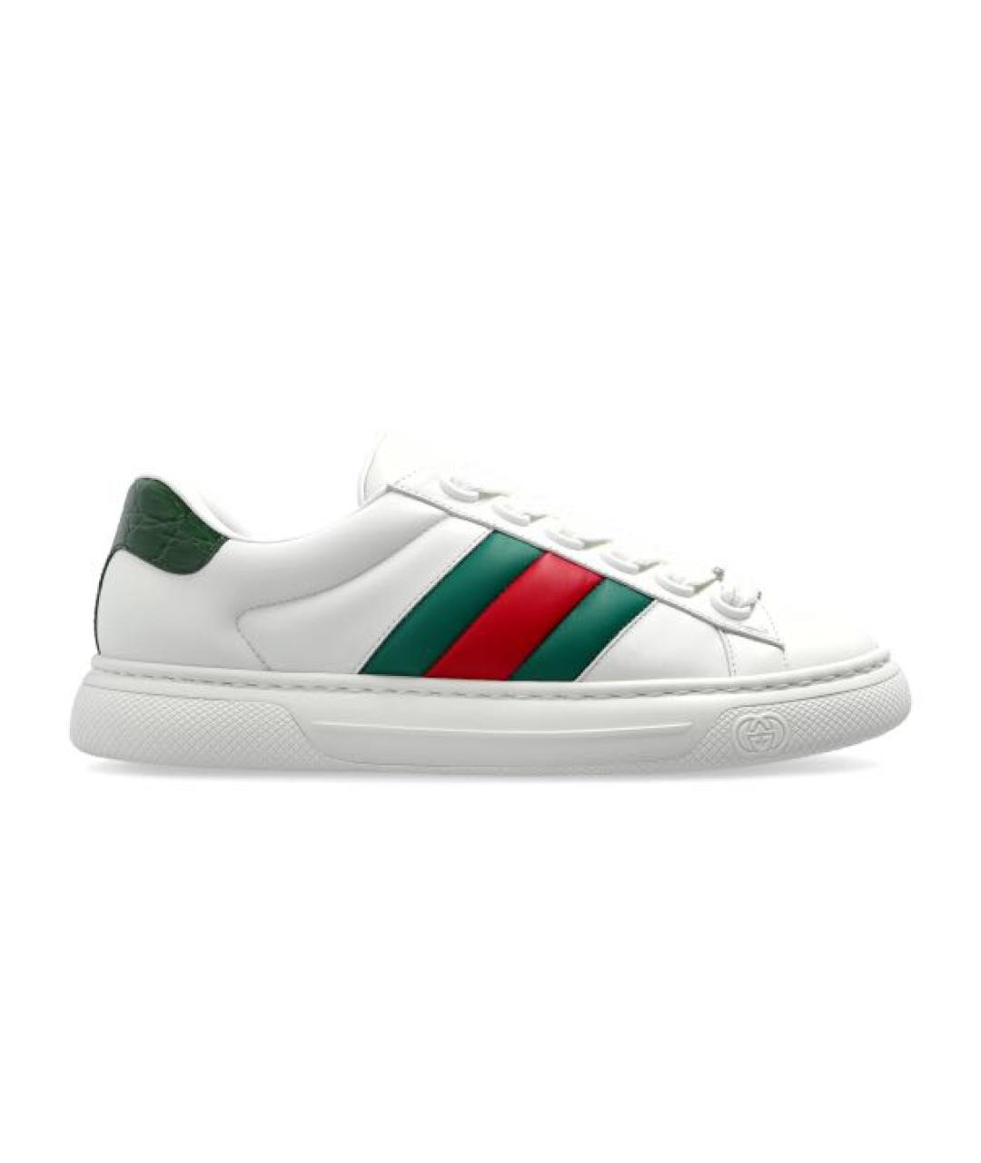 GUCCI Белые кожаные кеды, фото 9