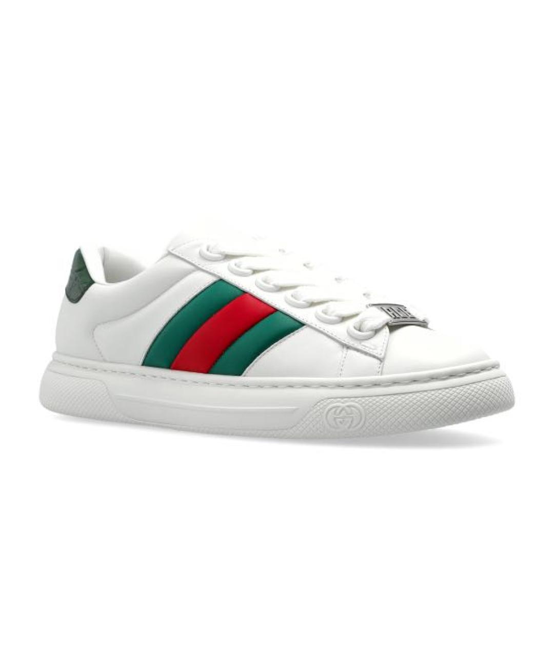 GUCCI Белые кожаные кеды, фото 2