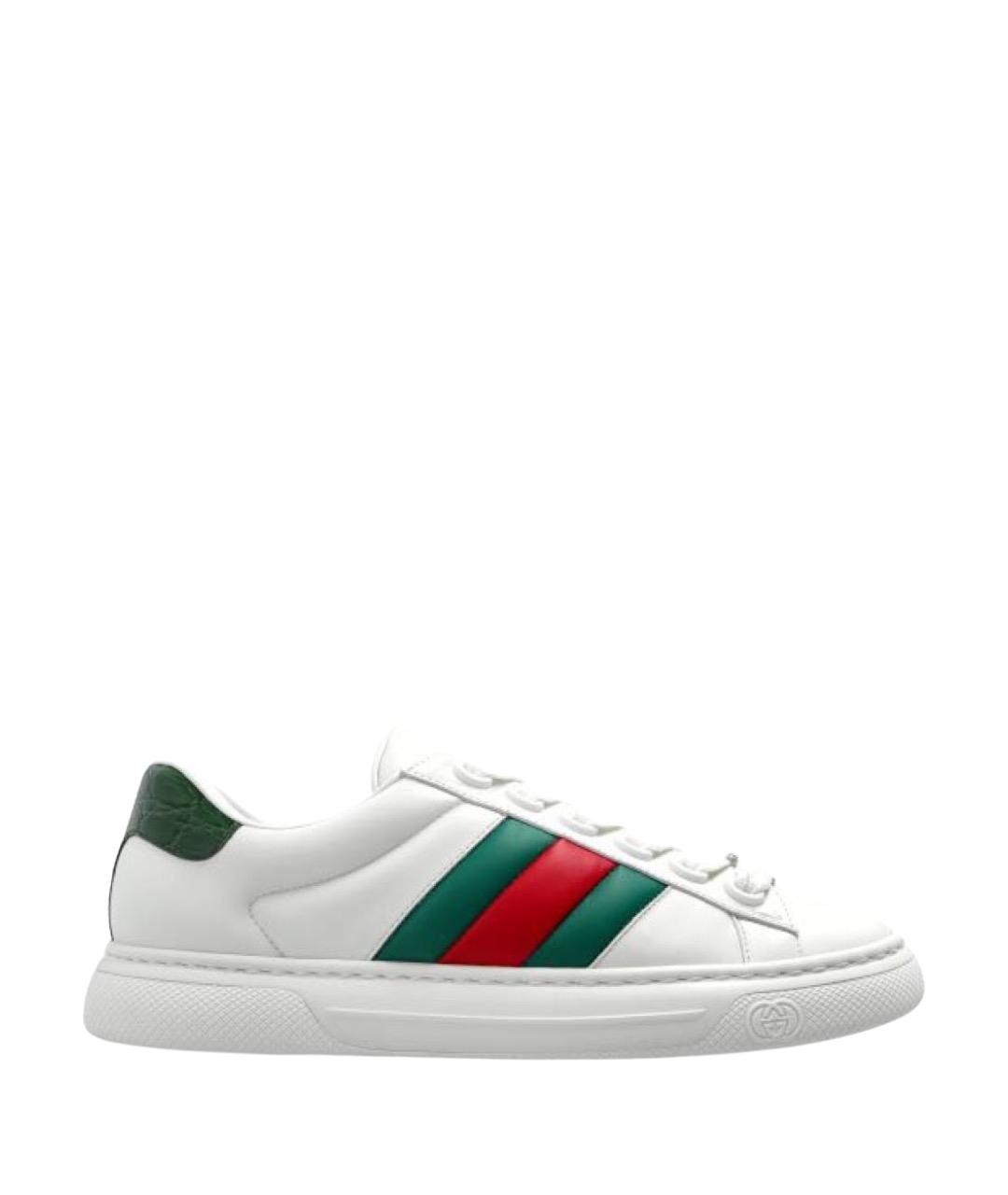 GUCCI Белые кожаные кеды, фото 1