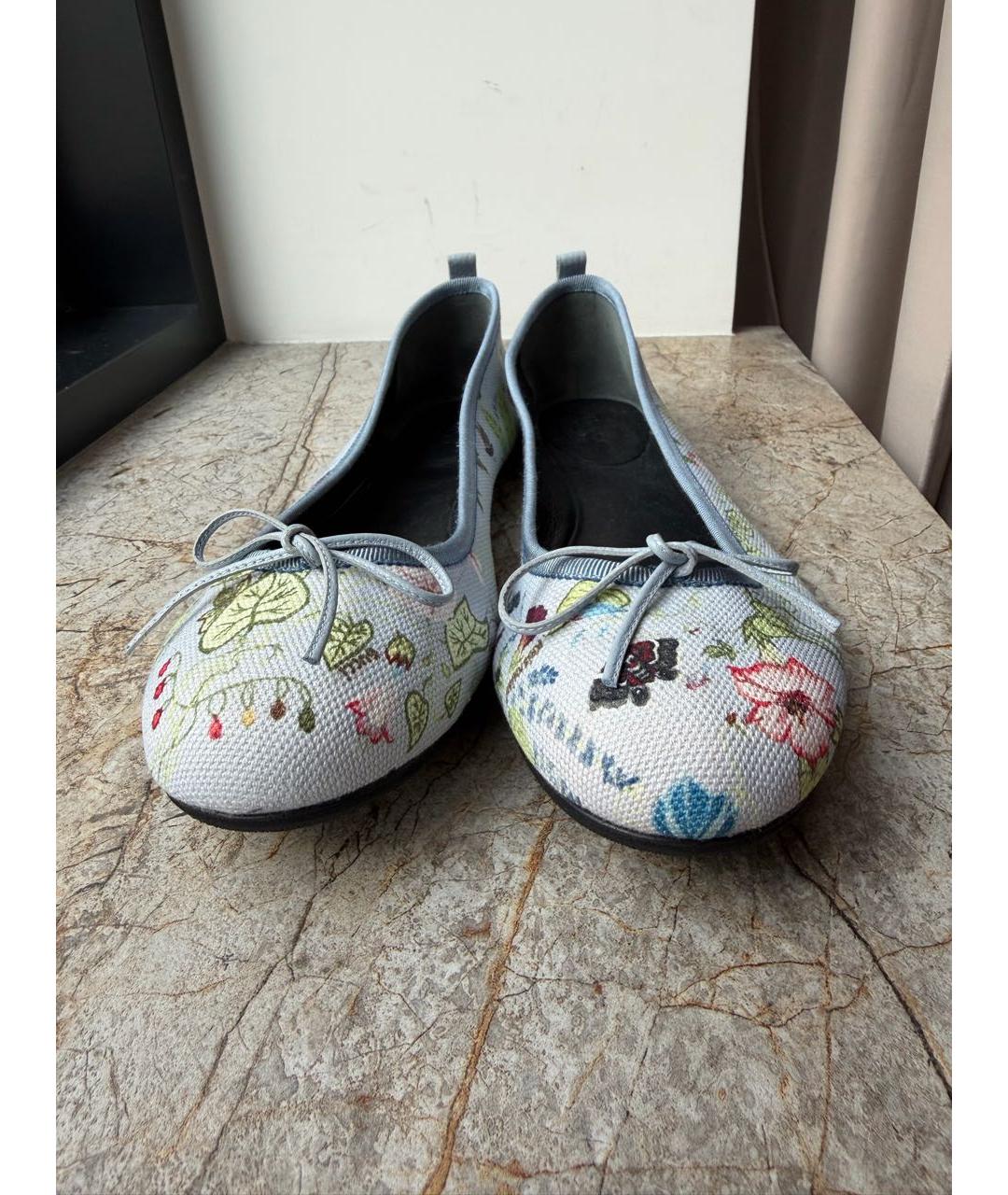GUCCI Голубые текстильные балетки, фото 2