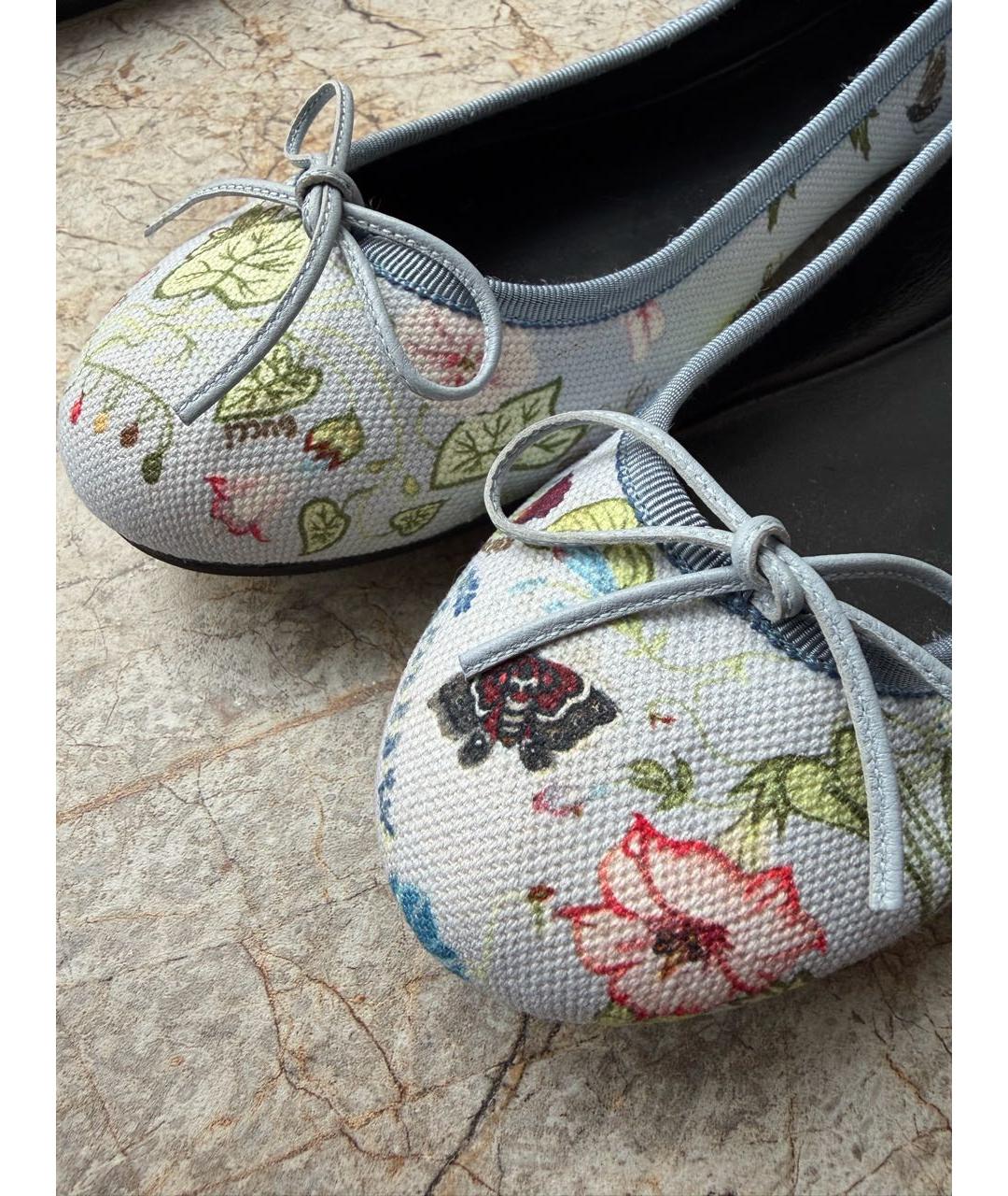 GUCCI Голубые текстильные балетки, фото 7