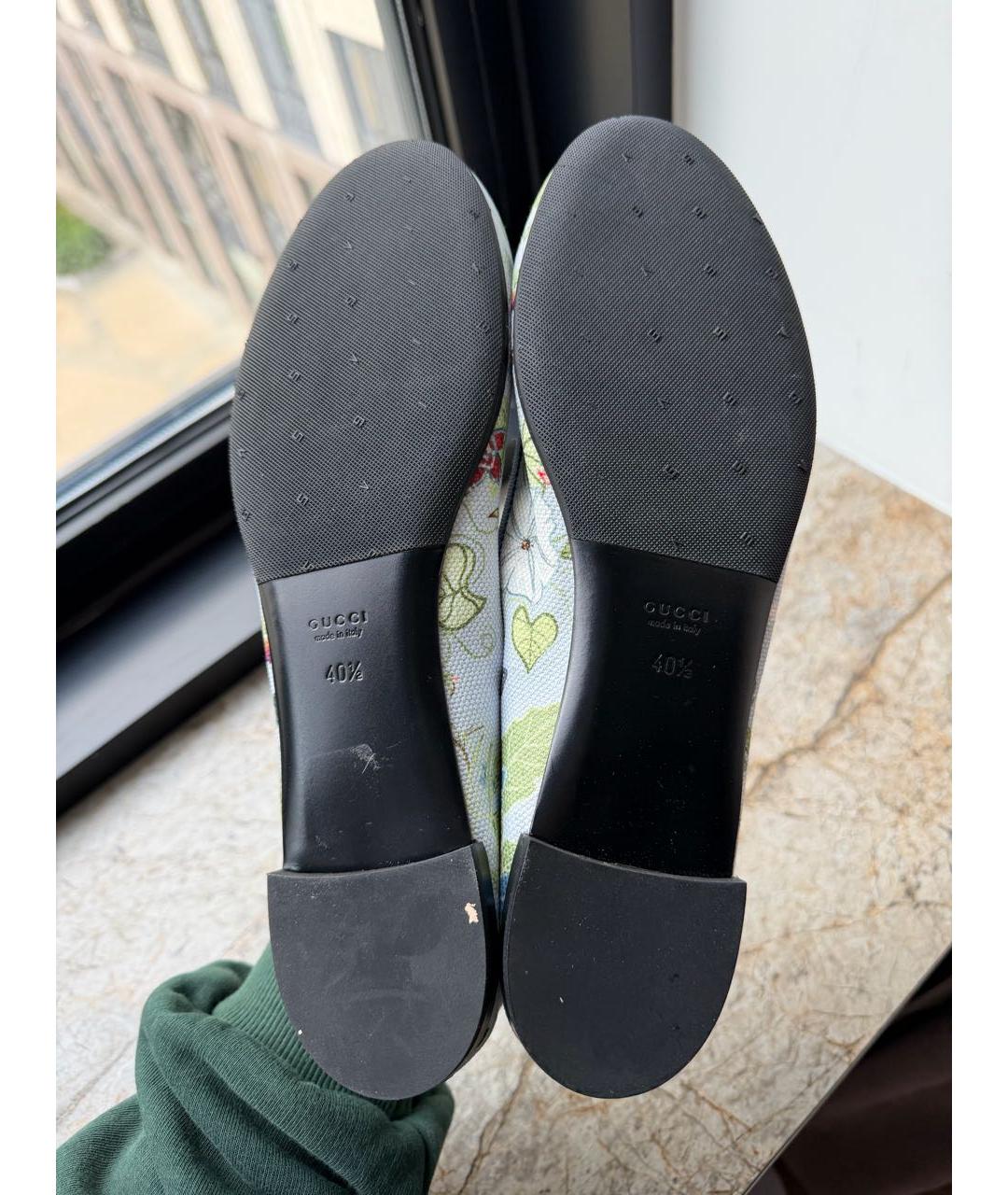 GUCCI Голубые текстильные балетки, фото 5