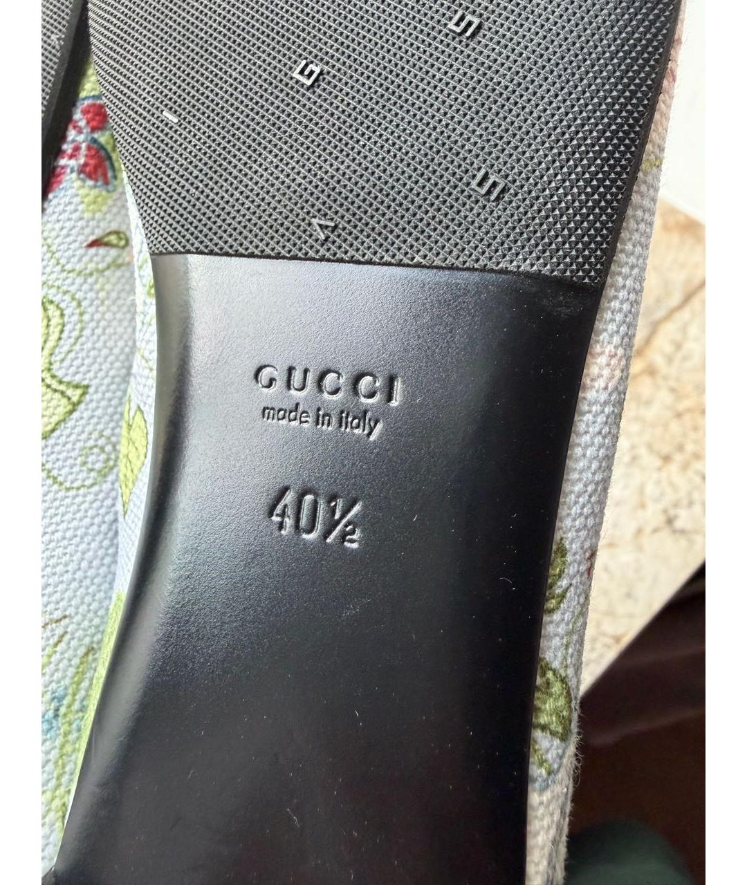 GUCCI Голубые текстильные балетки, фото 6