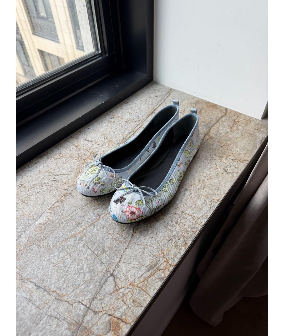GUCCI Голубые текстильные балетки, фото 8