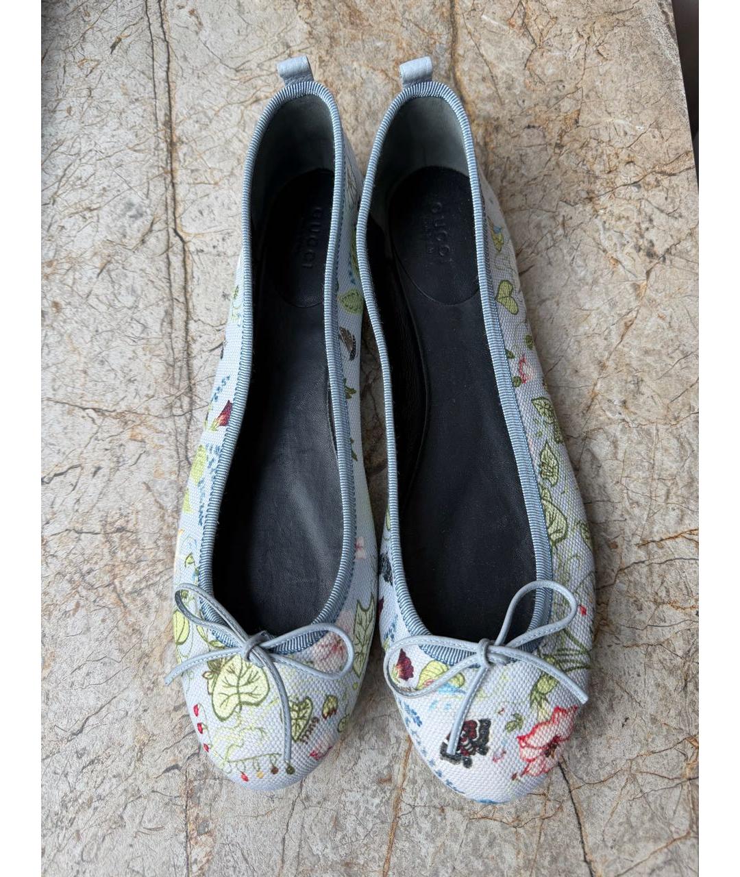 GUCCI Голубые текстильные балетки, фото 3