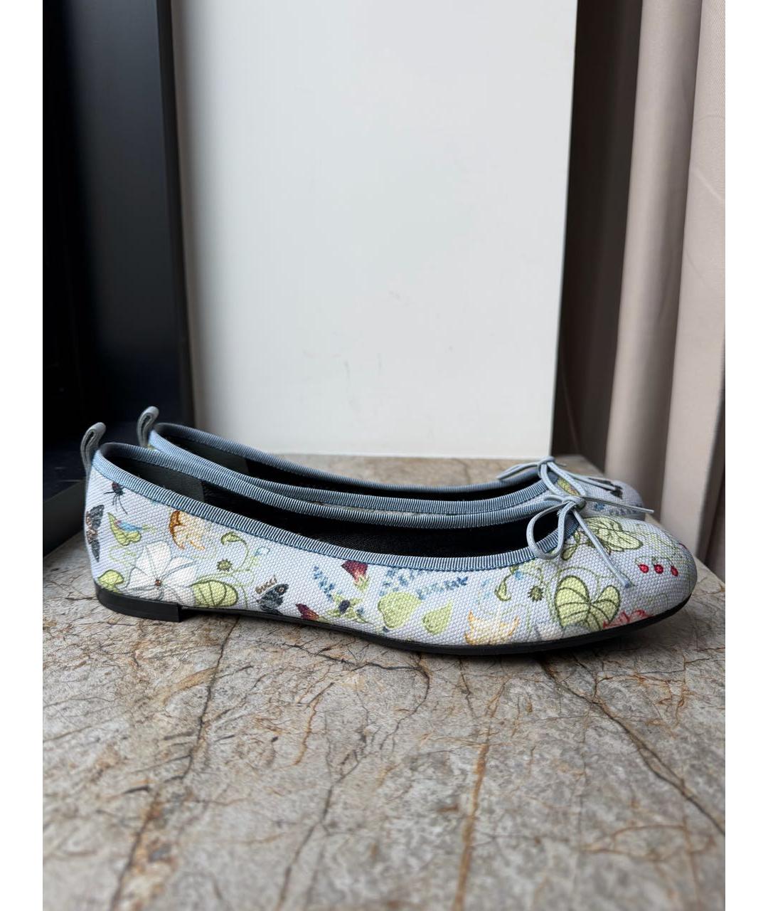 GUCCI Голубые текстильные балетки, фото 9