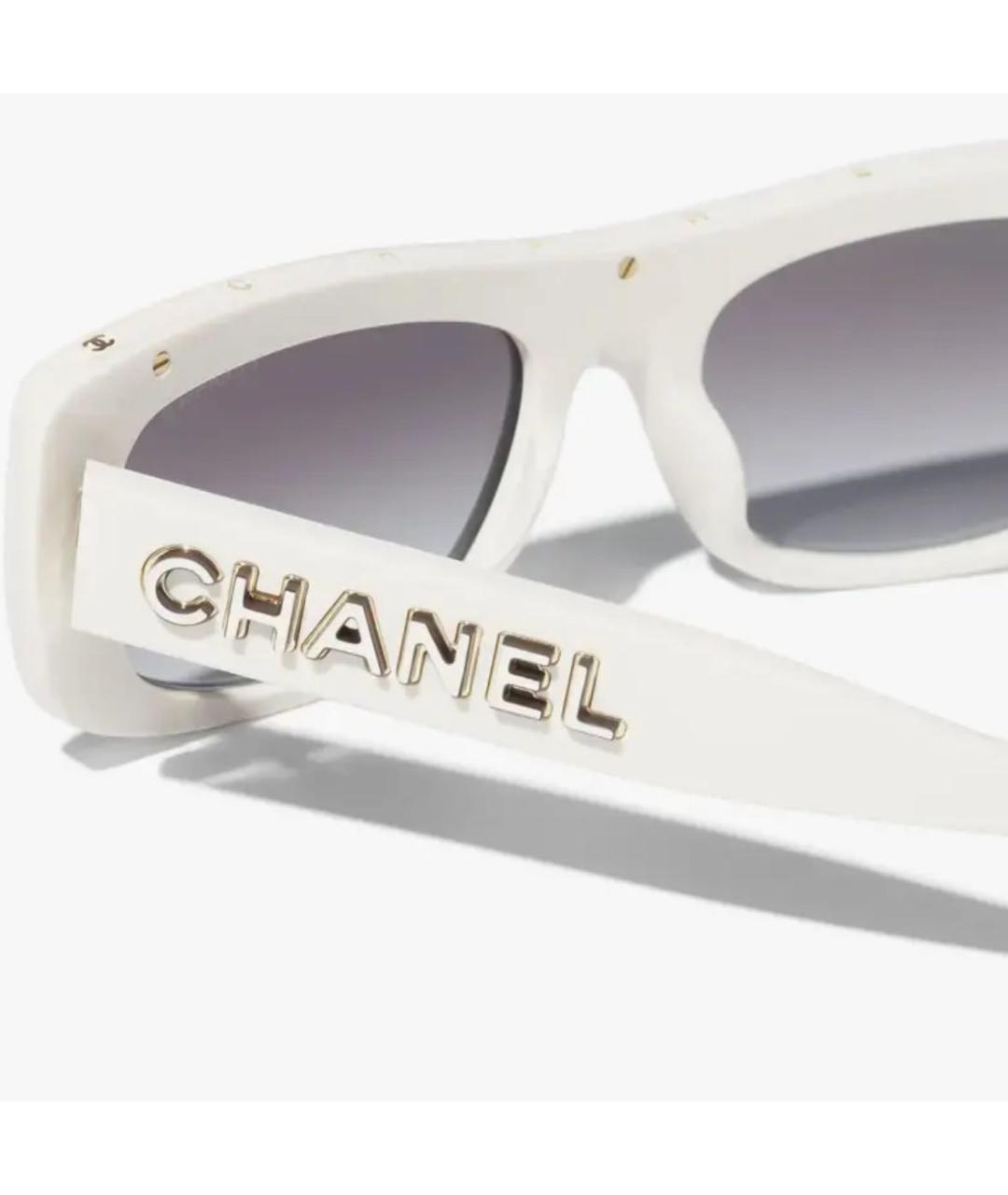 CHANEL Белые металлические солнцезащитные очки, фото 3
