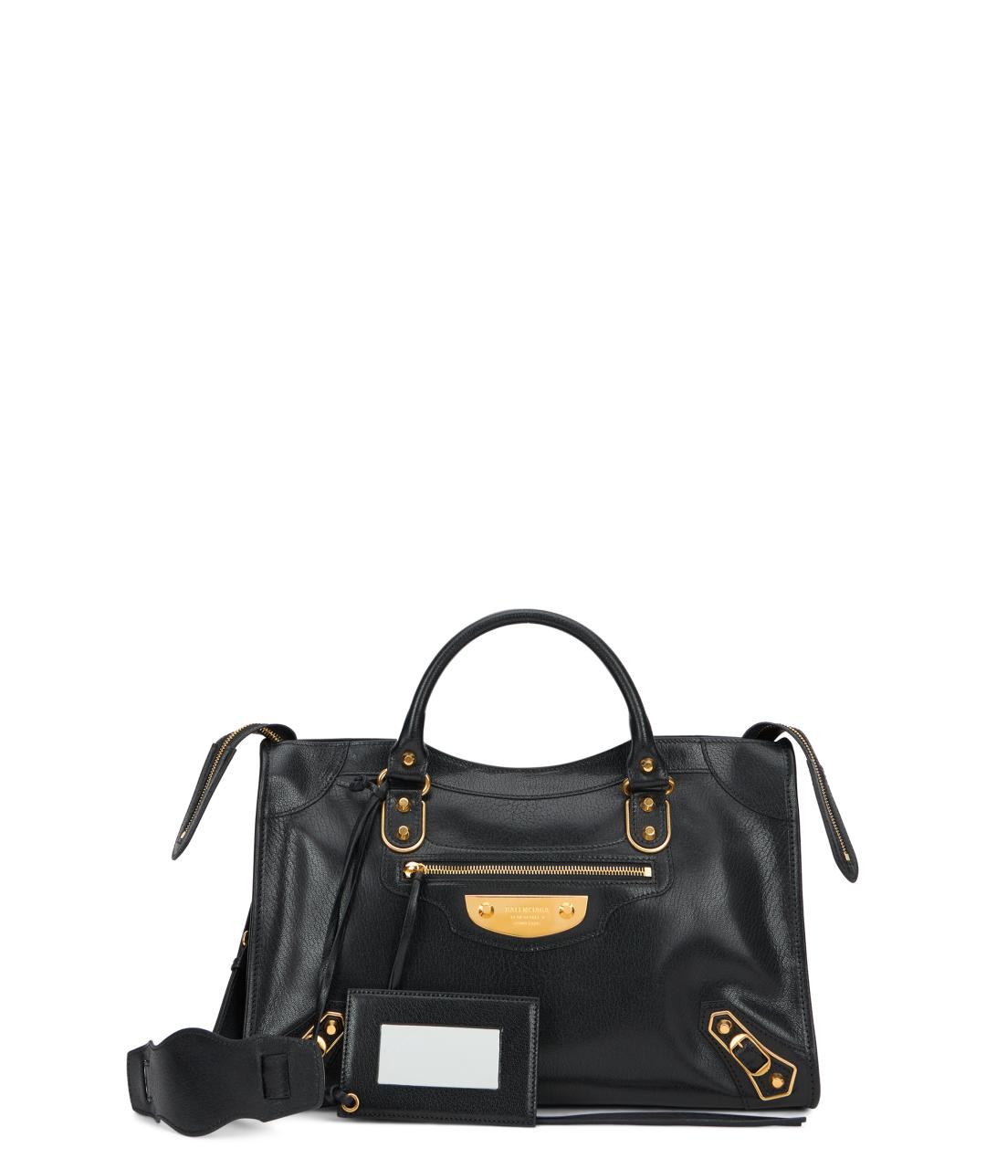 BALENCIAGA Черная кожаная сумка с короткими ручками, фото 1
