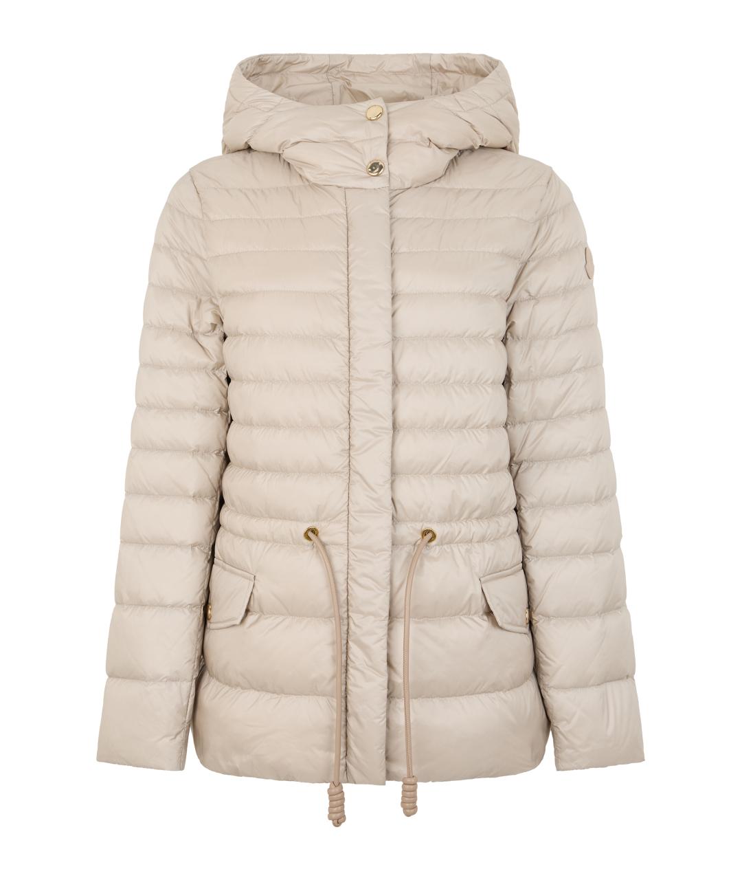 MONCLER Бежевый полиамидовый пуховик, фото 1