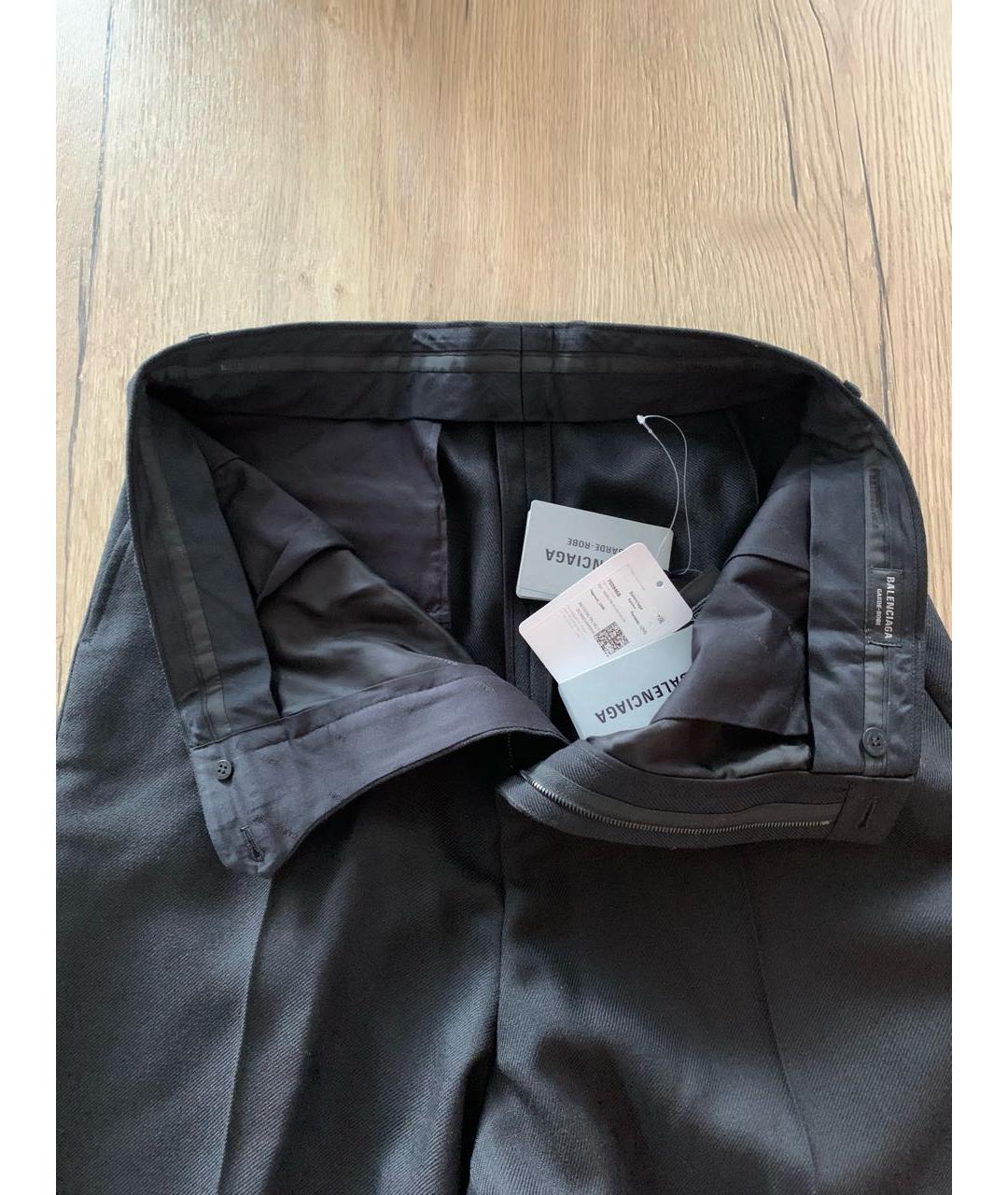 BALENCIAGA Черные шерстяные брюки широкие, фото 3