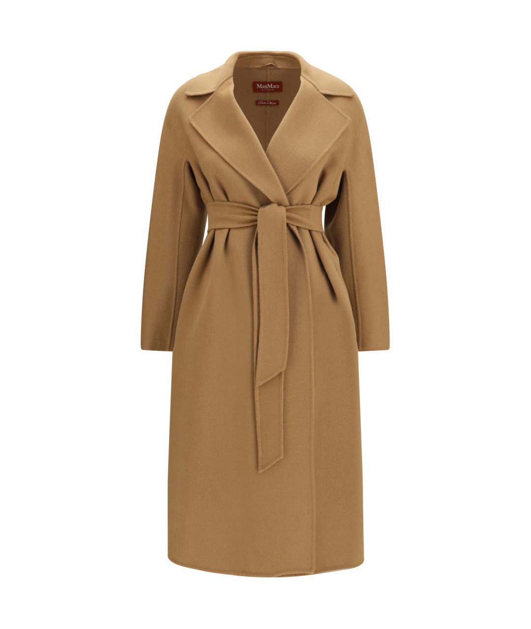 MAX MARA STUDIO Бежевое шерстяное пальто, фото 1