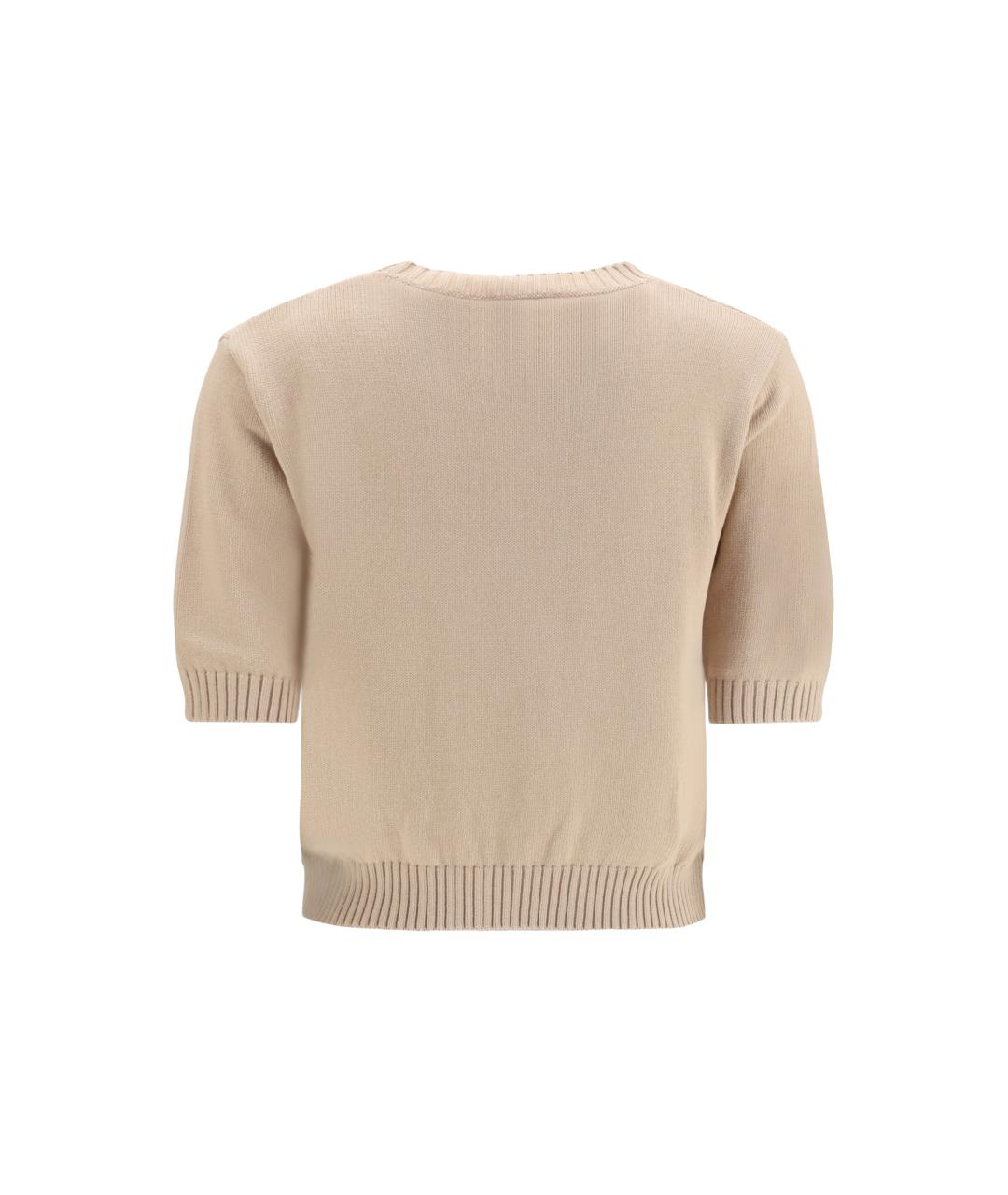 WEEKEND MAX MARA Бежевая хлопковая футболка, фото 2