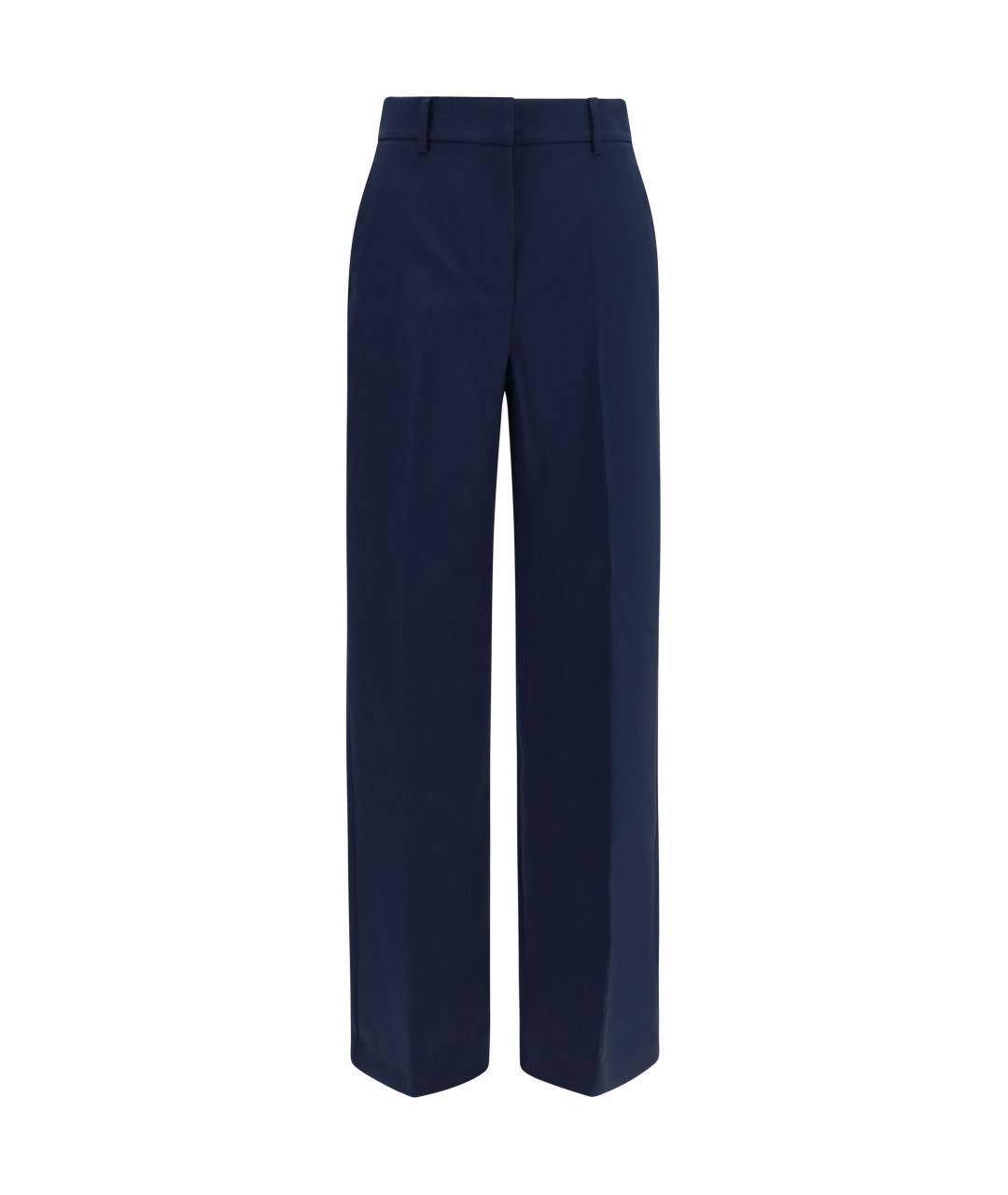 WEEKEND MAX MARA Синие шерстяные брюки широкие, фото 1
