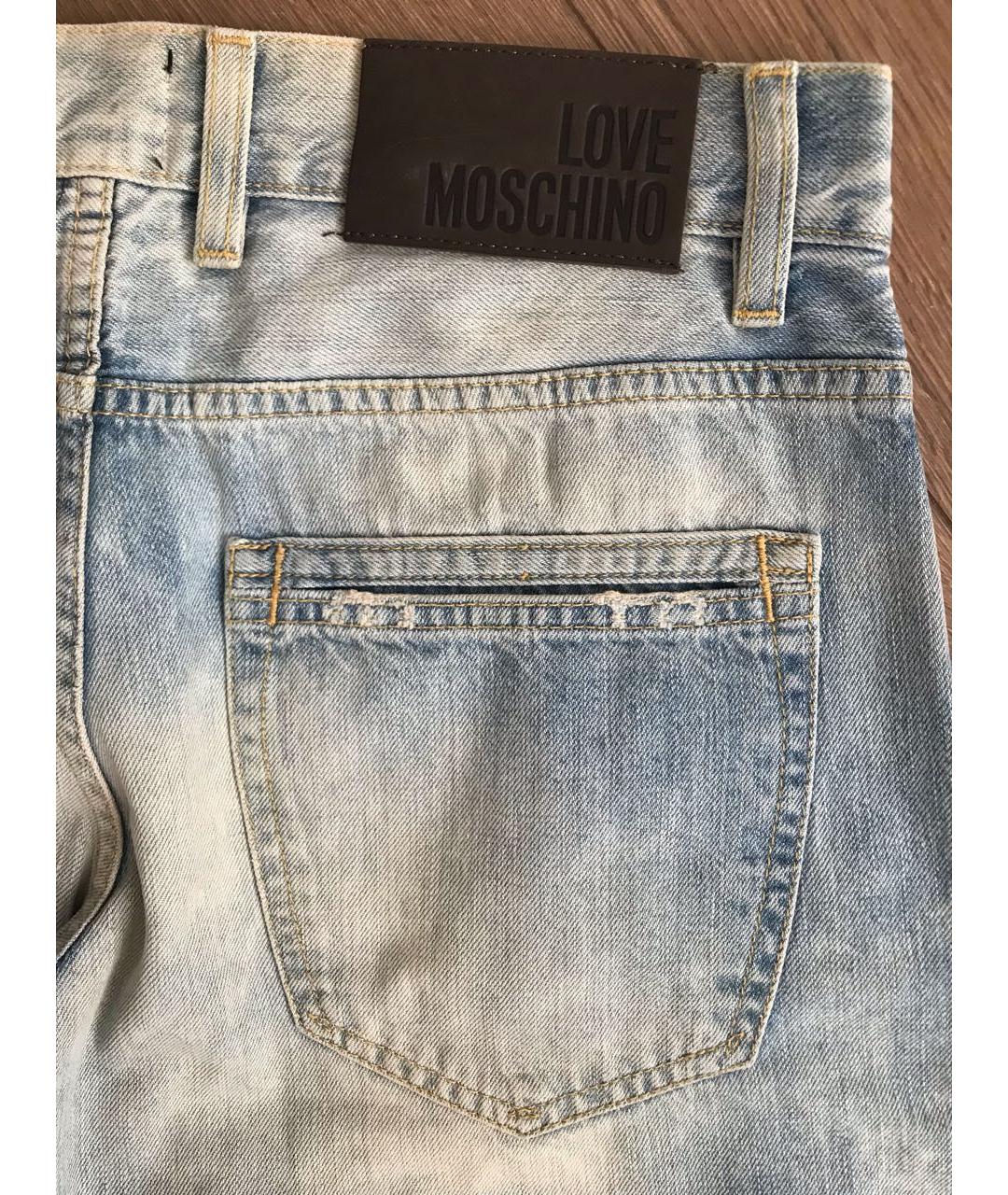 LOVE MOSCHINO Голубые хлопковые прямые джинсы, фото 6