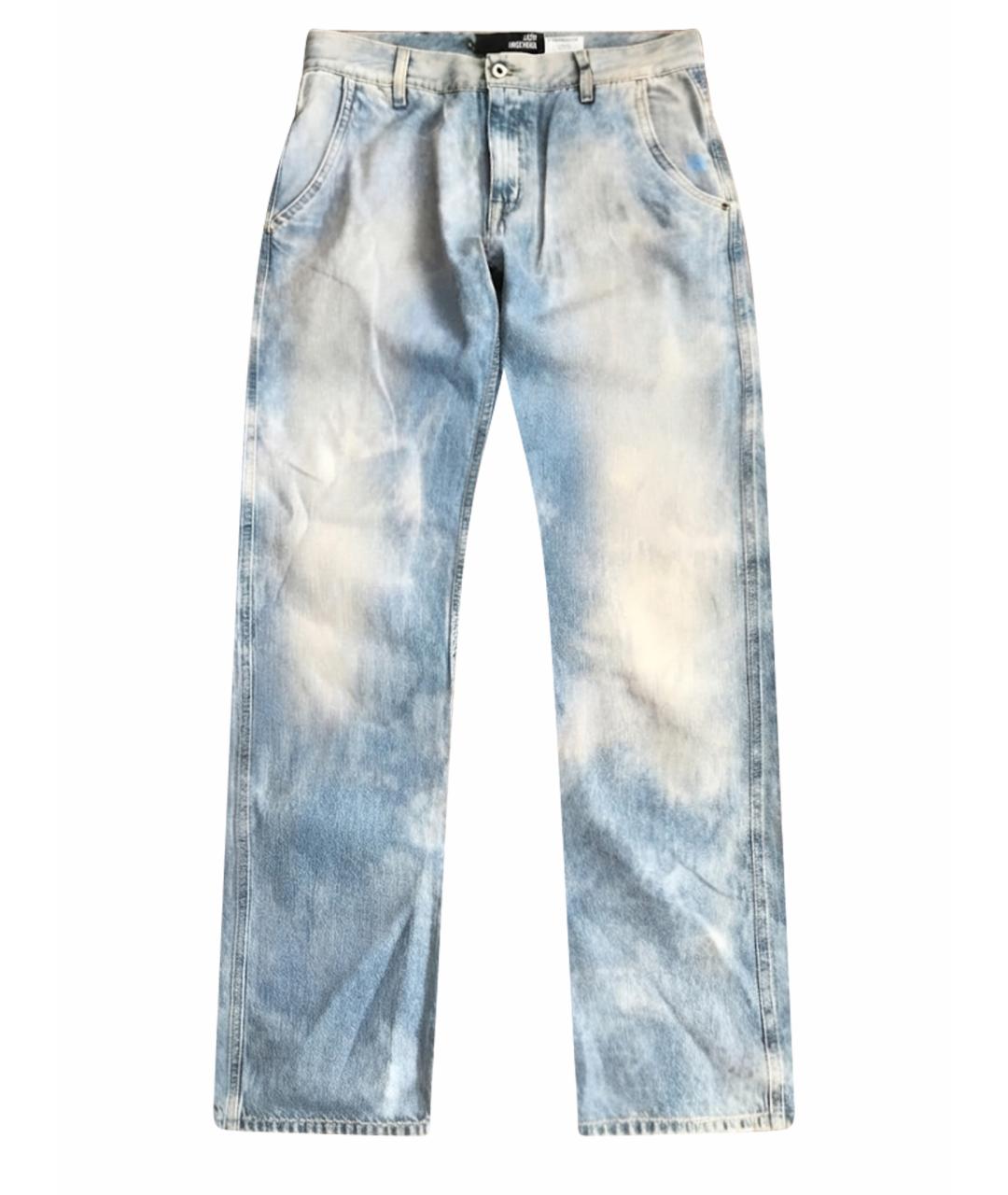 LOVE MOSCHINO Голубые хлопковые прямые джинсы, фото 1