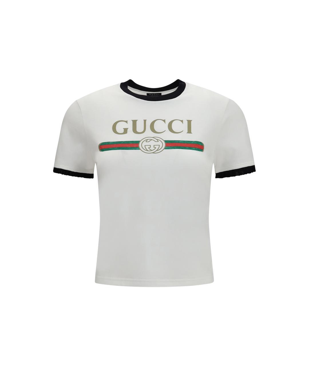 GUCCI Белая хлопковая футболка, фото 1