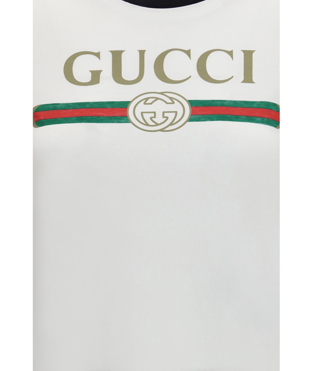 GUCCI Белая хлопковая футболка, фото 3