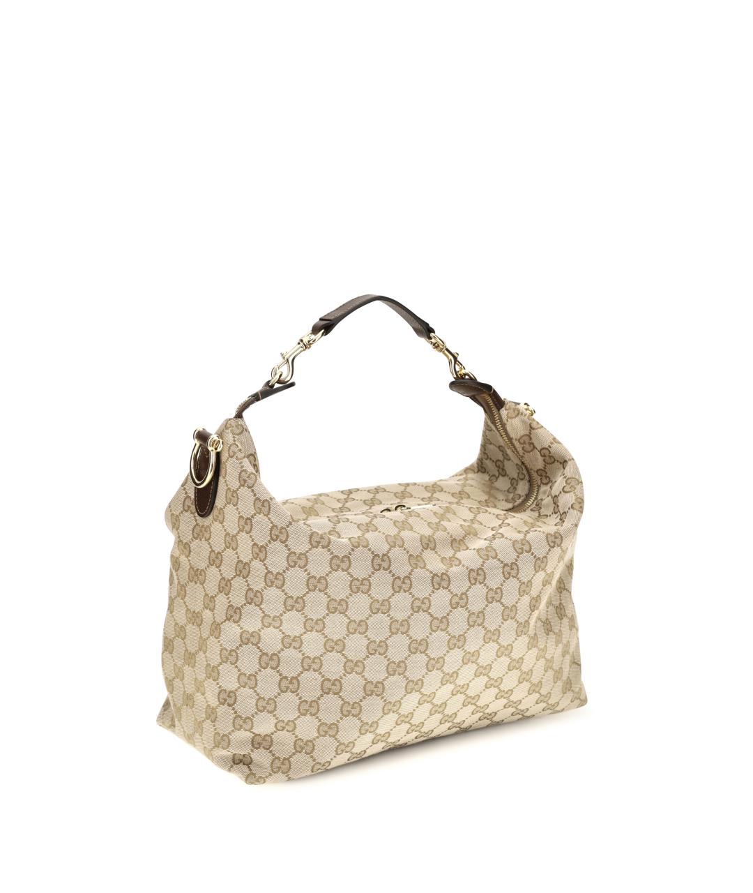 GUCCI Бежевая жаккардовая сумка на плечо, фото 3