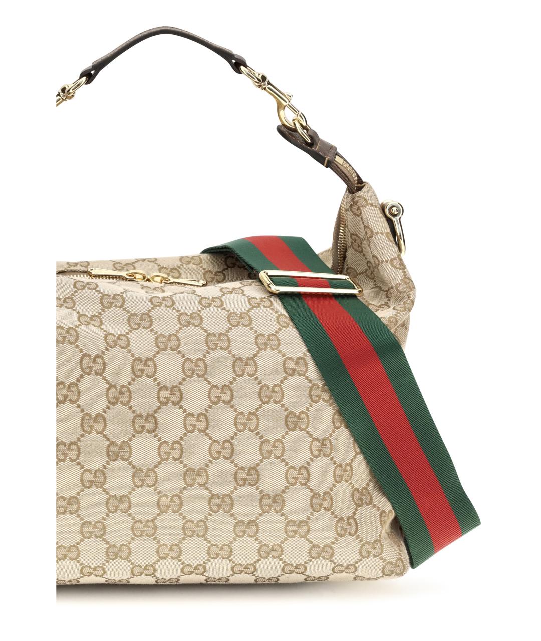 GUCCI Бежевая жаккардовая сумка на плечо, фото 4