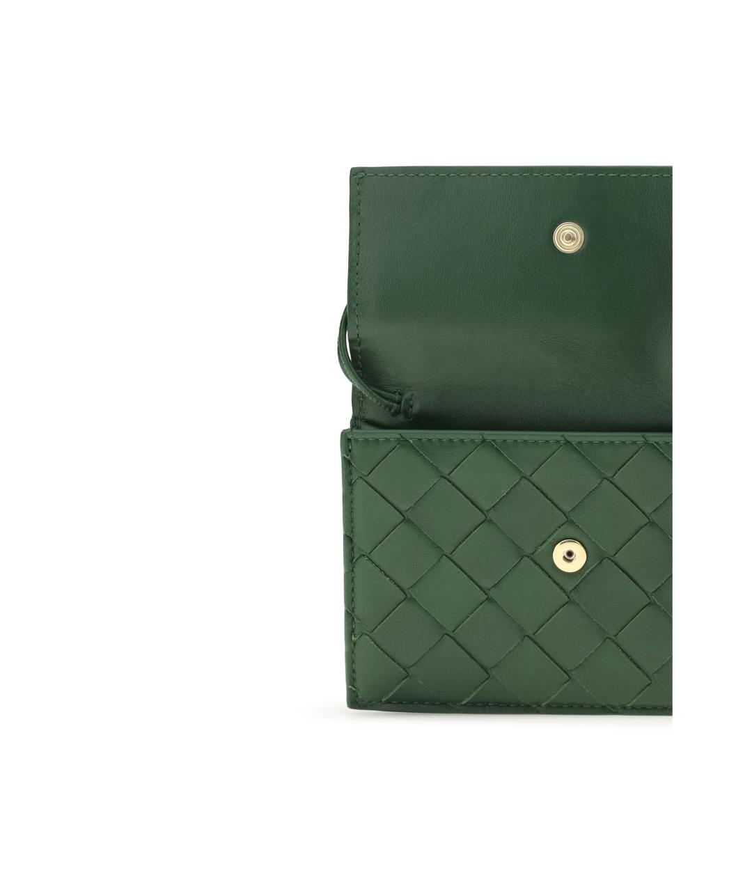 BOTTEGA VENETA Зеленый кожаный кардхолдер, фото 3