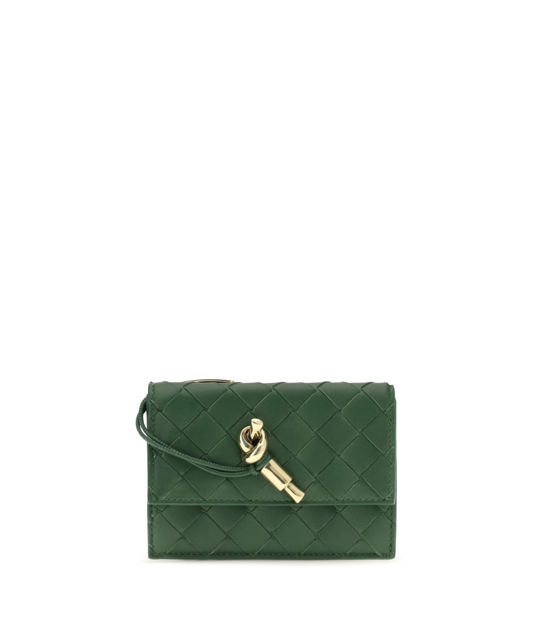 BOTTEGA VENETA Зеленый кожаный кардхолдер, фото 1