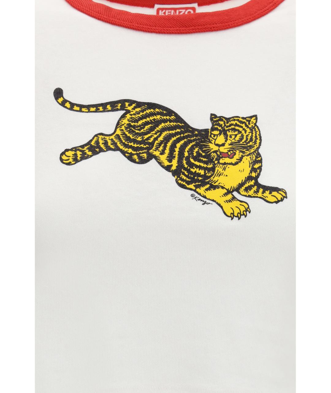 KENZO Белая хлопковая футболка, фото 3
