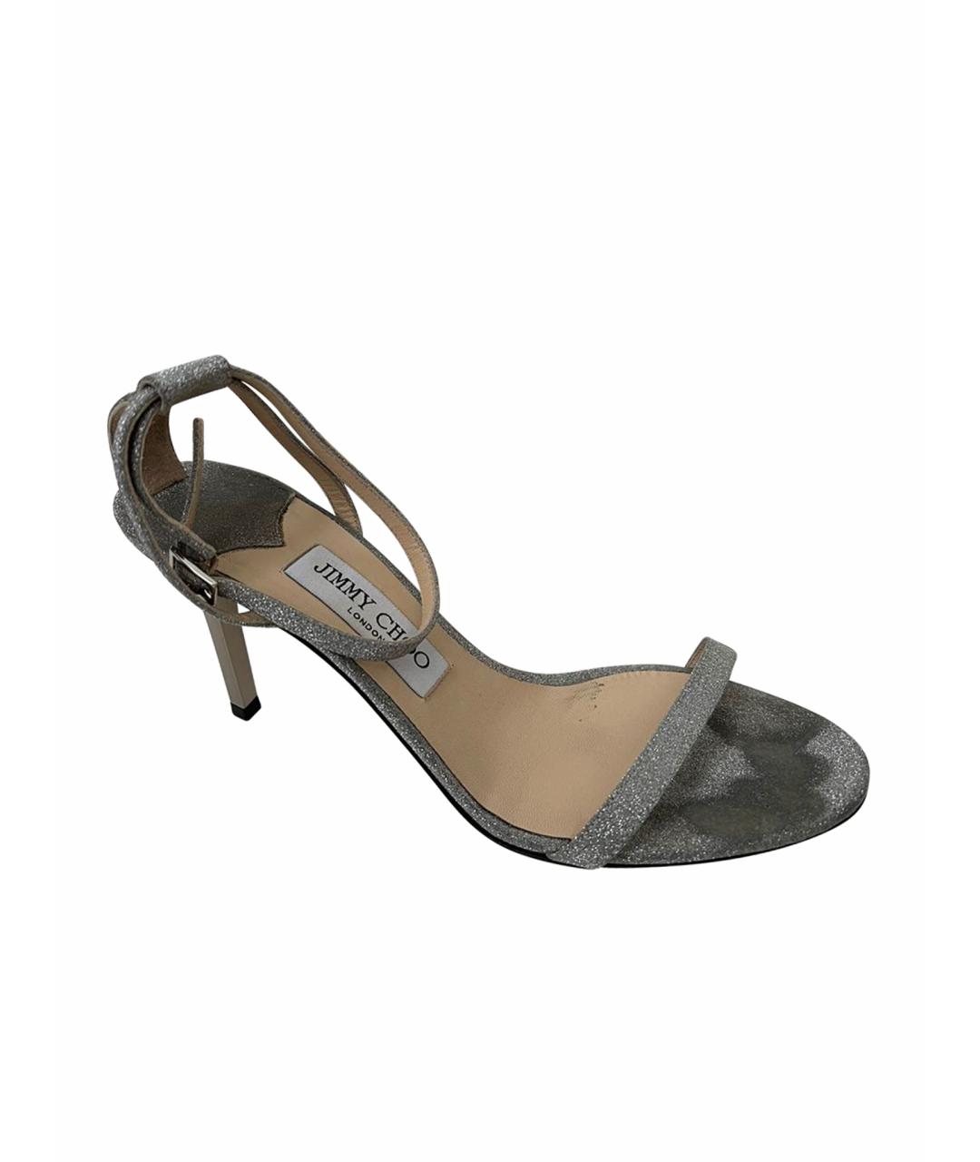 JIMMY CHOO Серые кожаные босоножки, фото 1