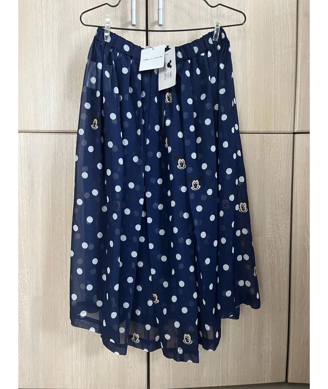 COMME DES GARÇONS Темно-синяя полиэстеровая юбка миди, фото 2